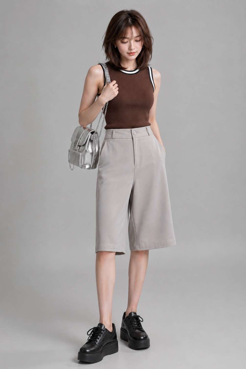 985679 Valerie Tailored Wide-Leg Culotte Pants