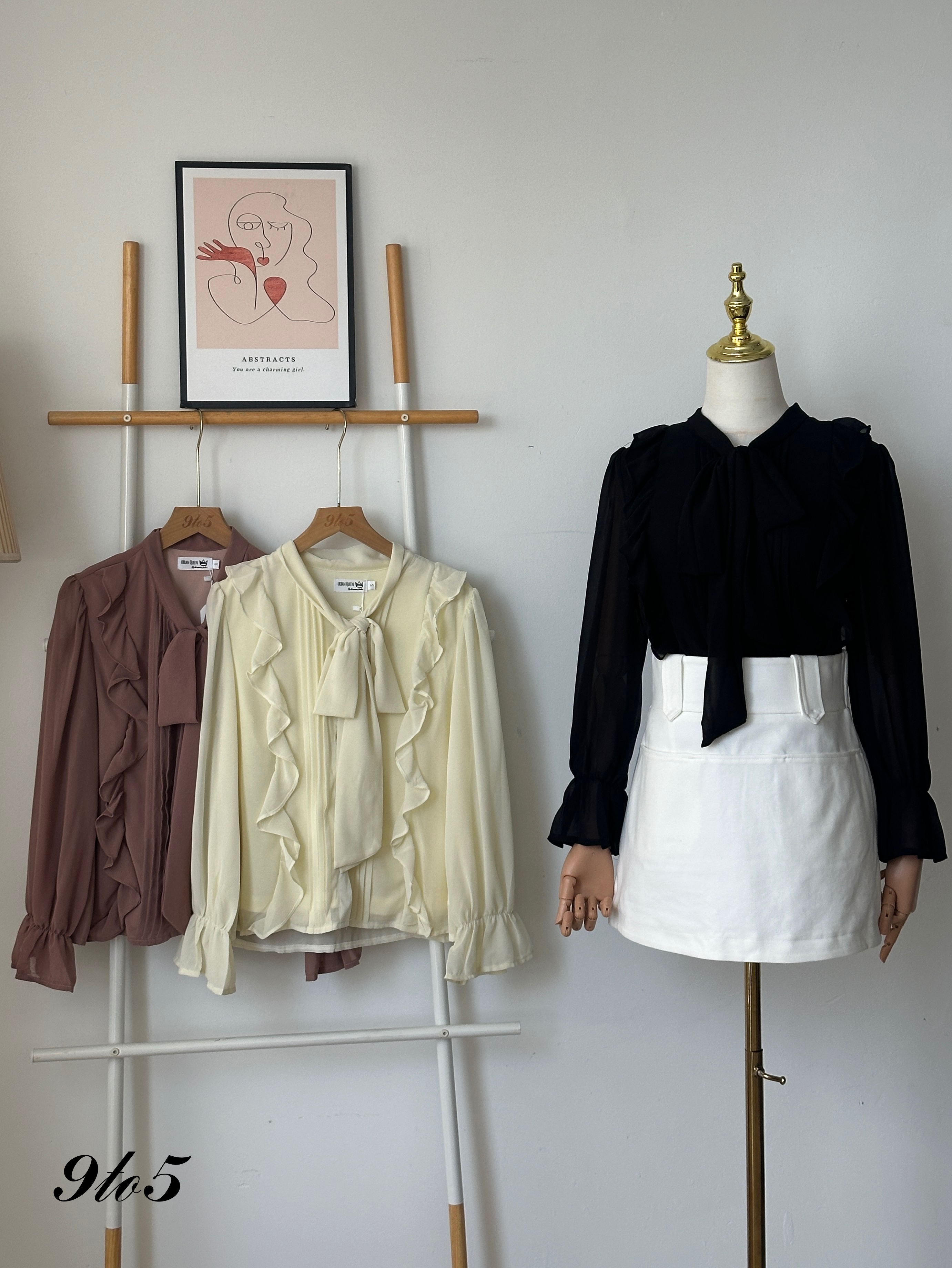 T3990 Bow-tie Ruffle Blouse - 3 Colors