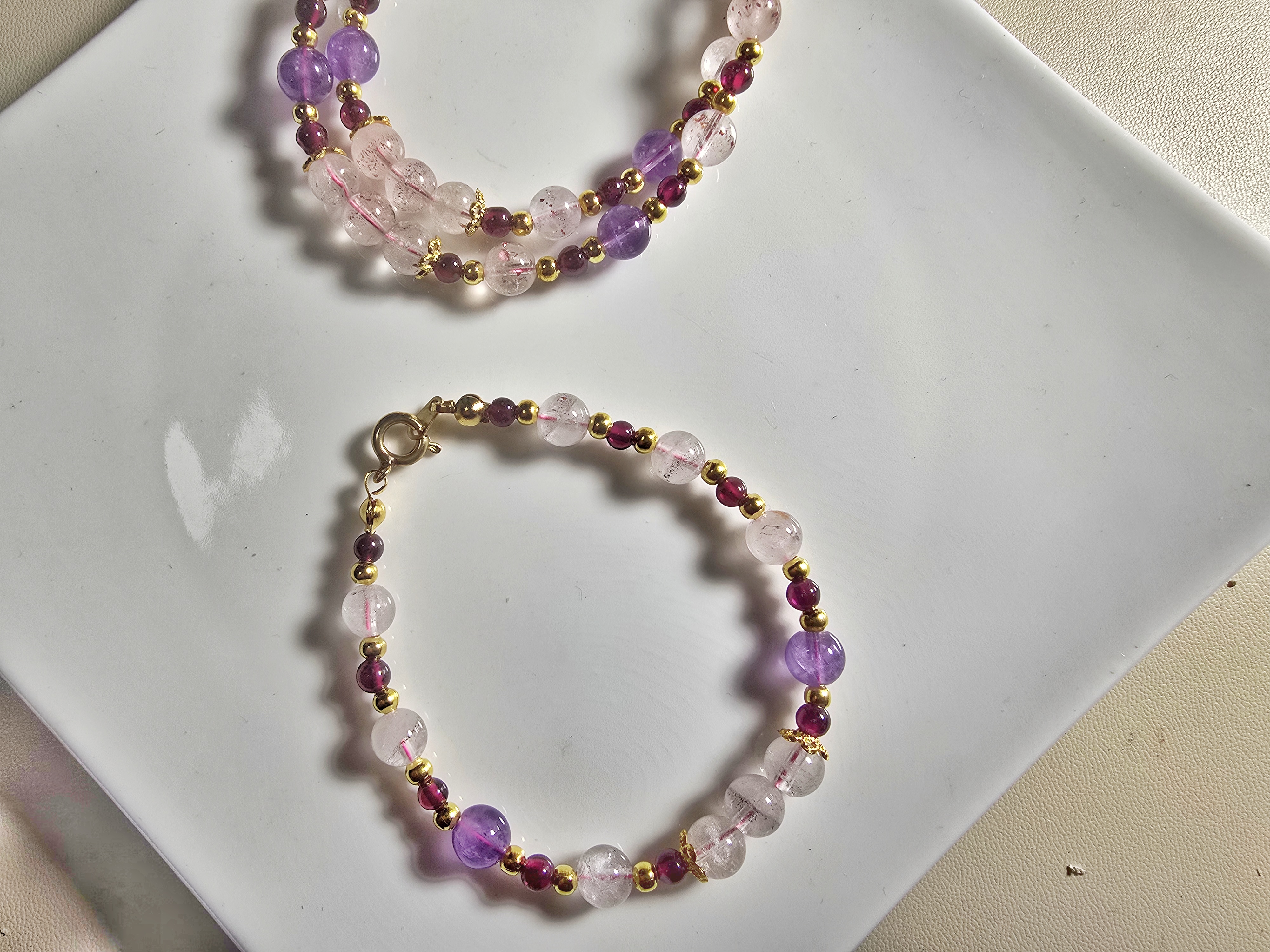 DIY0126-4 天然Super7 石榴石設計款手鍊