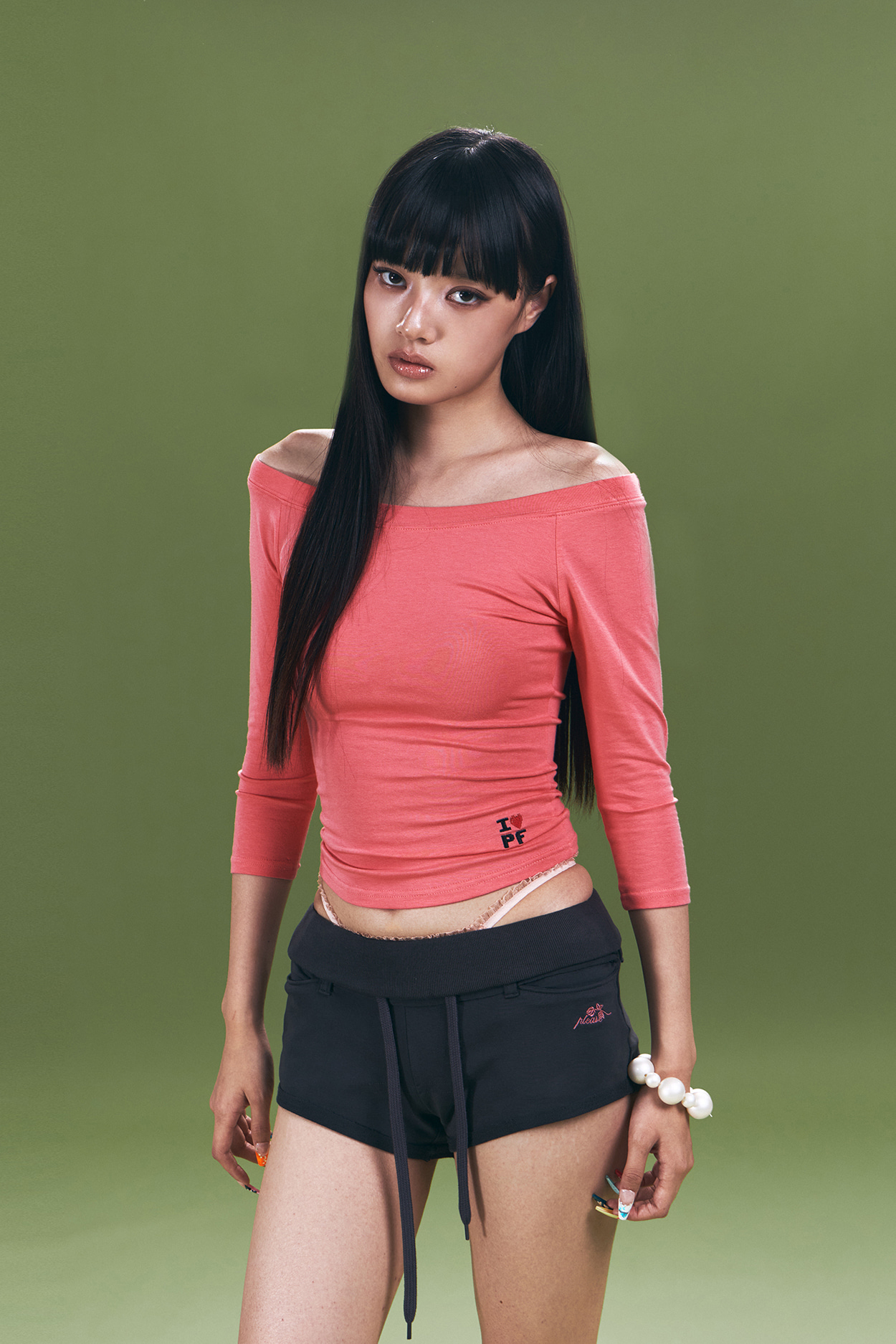 pleaseNOFOLLOW - Zed Off-Shoulder Long Sleeve Top (Candy Pink)