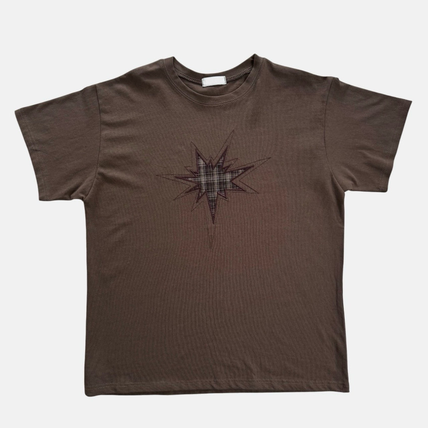 Plaid Star Patchwork Oversized Tee