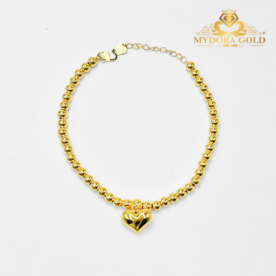 MYDORA Rantai Tangan Boba Gantung Love Licin l EMAS 916/22K