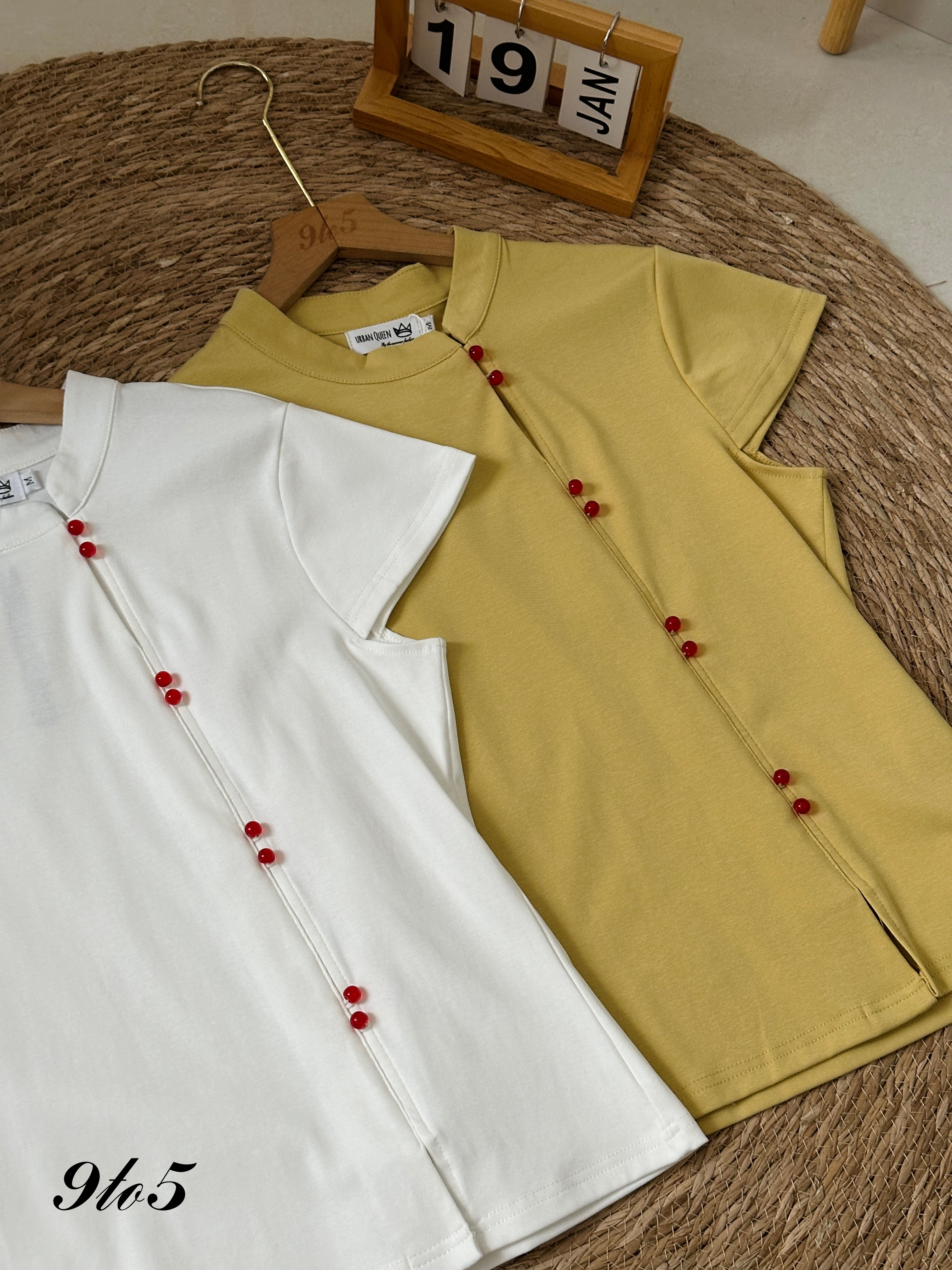 T3902 Cape Sleeve Cheongsam Top - 3 Colors