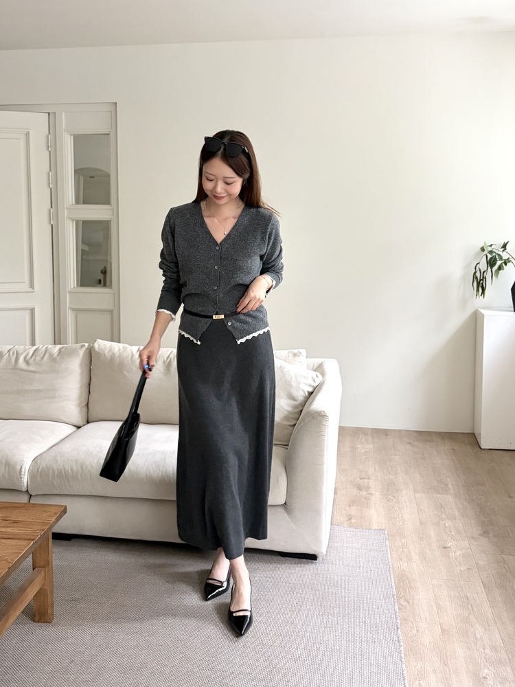 The Lacie Wool Cardigan (Charcoal)