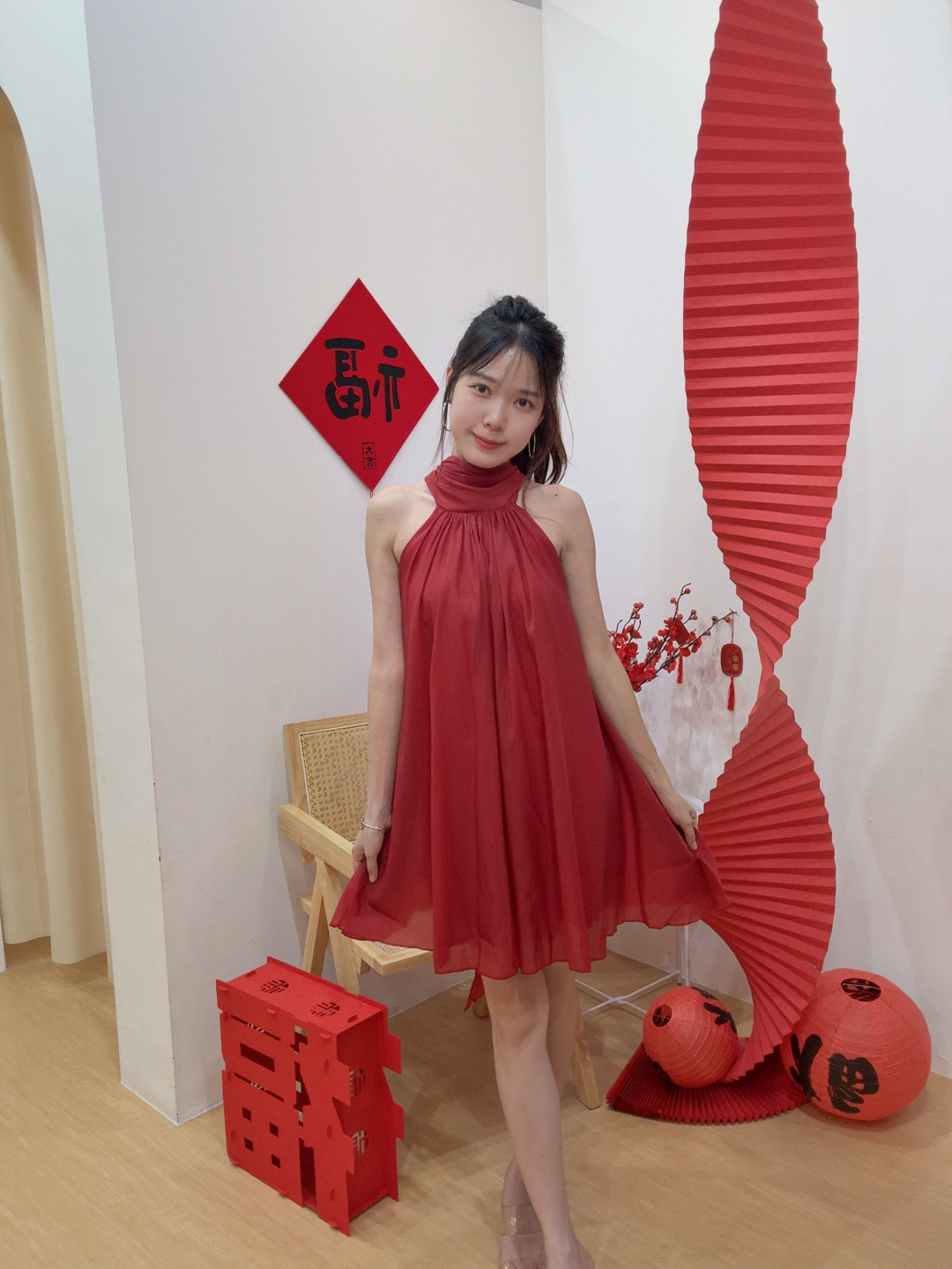 【风菱纱】挂脖仙纱连身裙 R2942