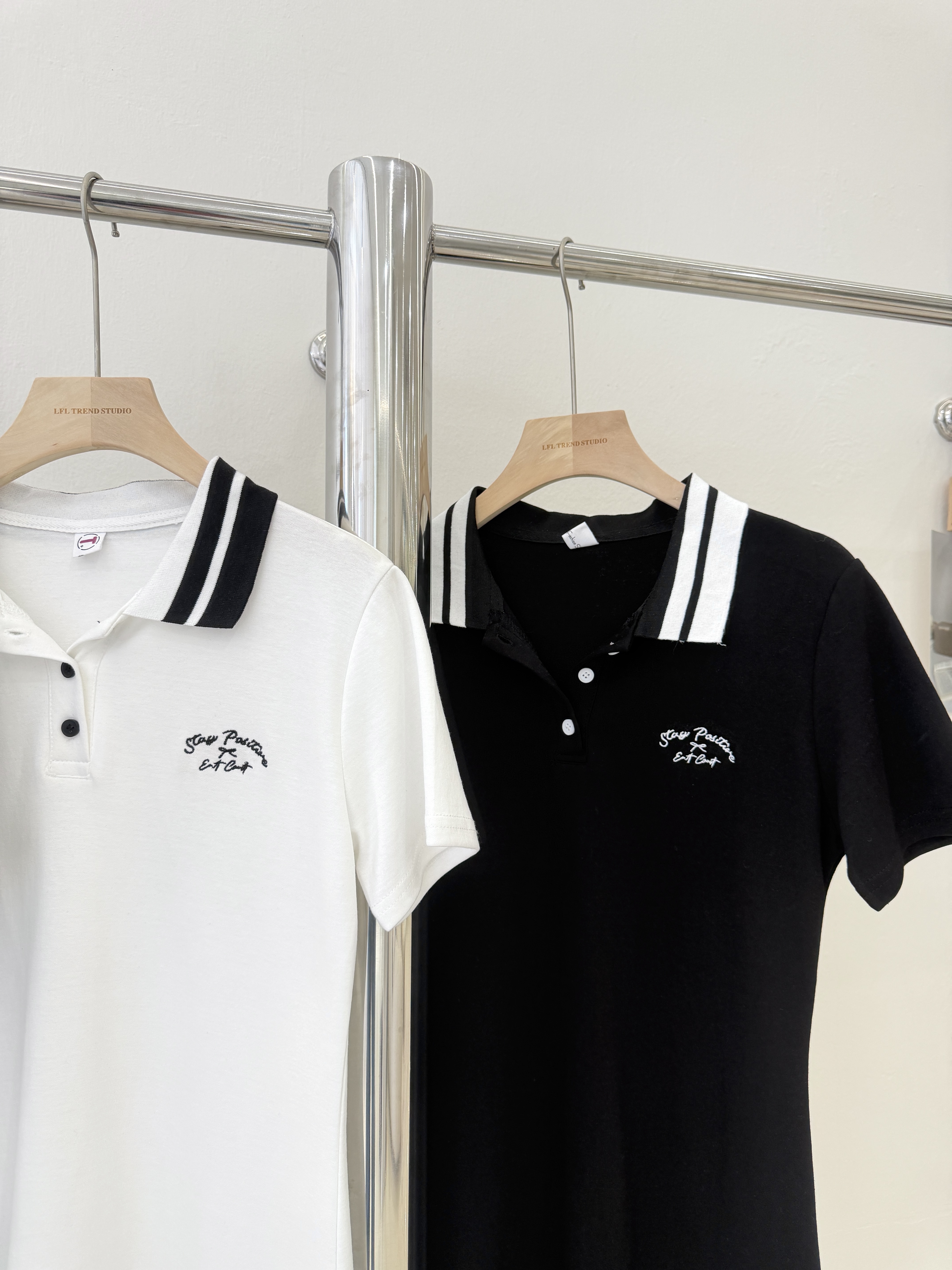  7274 学院风撞色POLO连衣裙