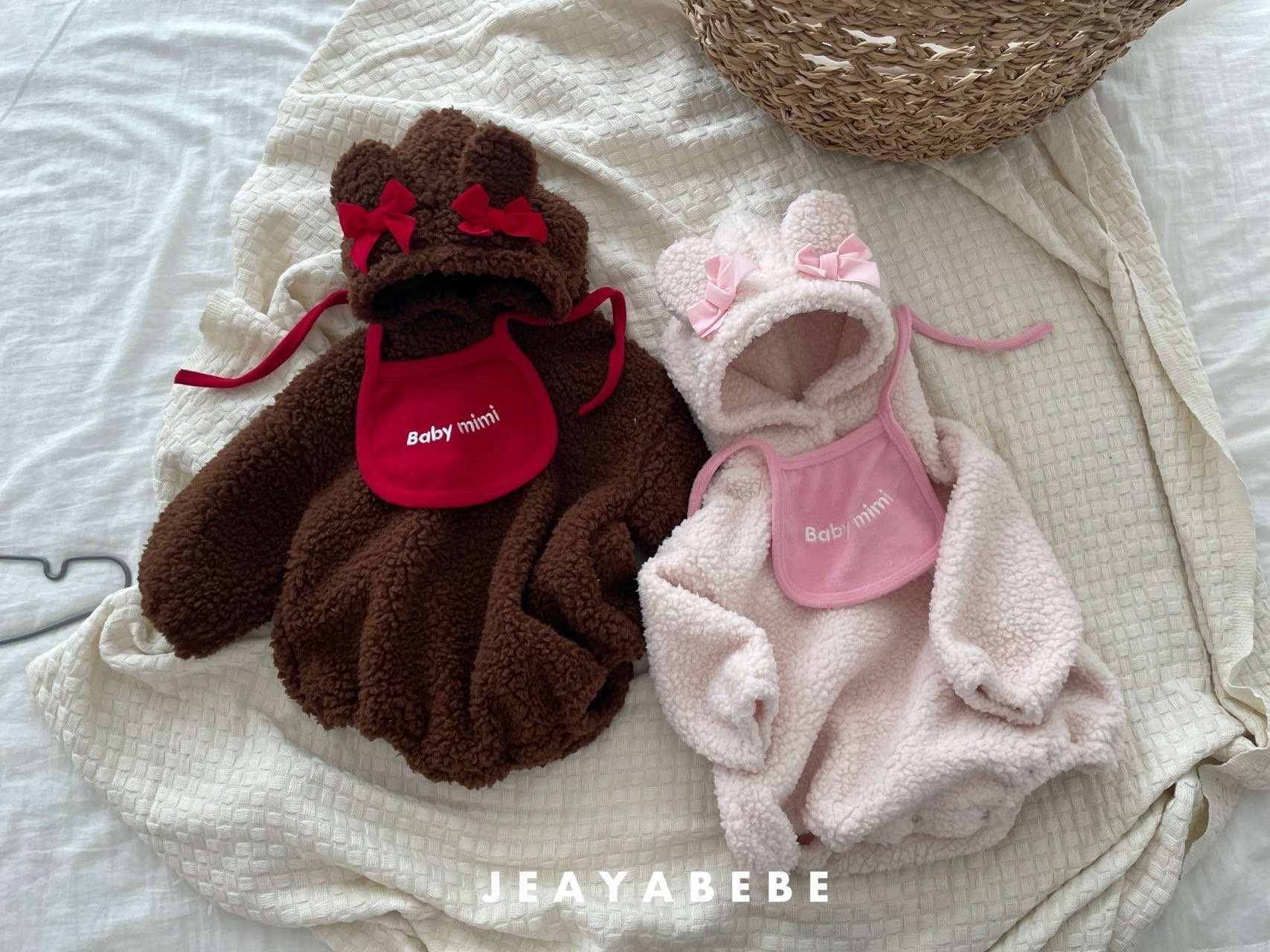 Jeayabebe | Bear brown set (連身+口水巾)
