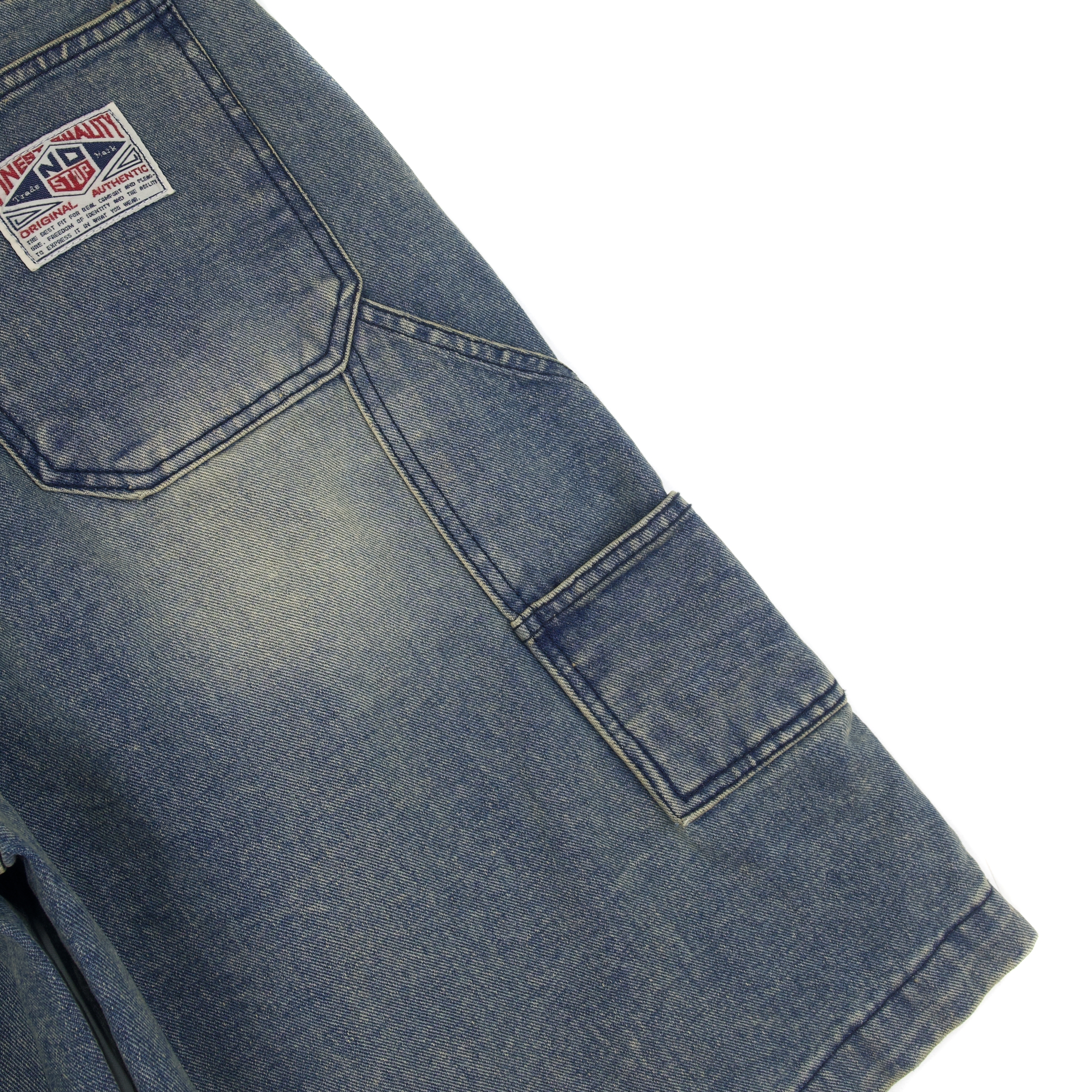 Washed Cargo Denim Bermuda Shorts