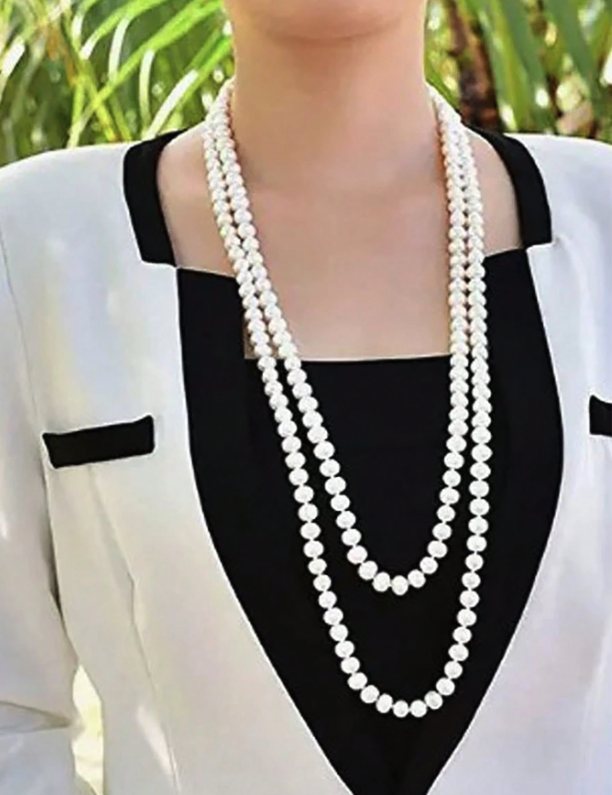 Classic Faux Pearl Long Necklace