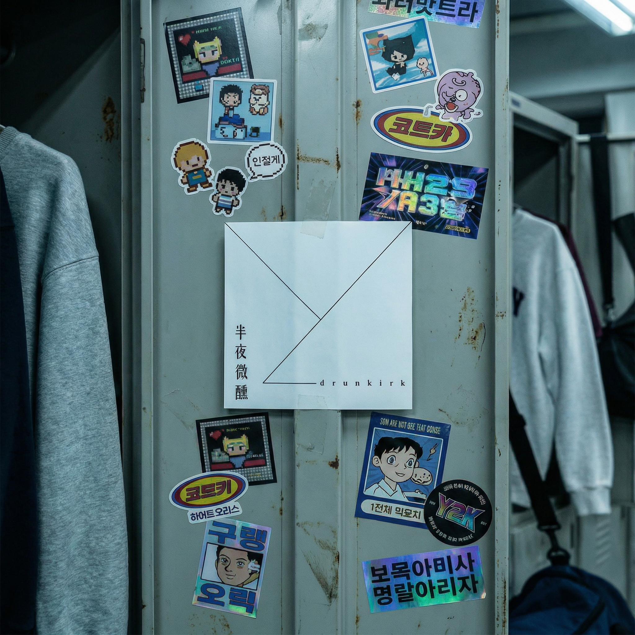 半夜微醺簡約方形logo貼紙