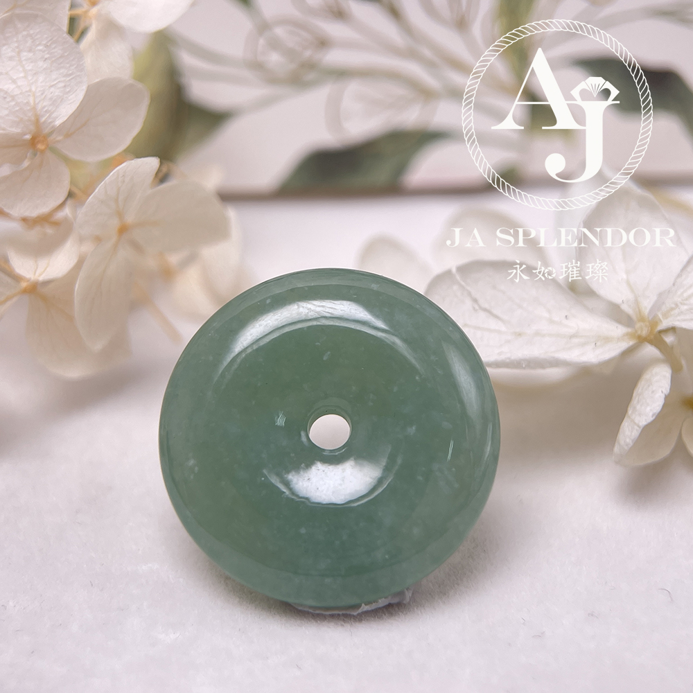 JN-178 天然翡翠A玉 冰種滿綠平安扣