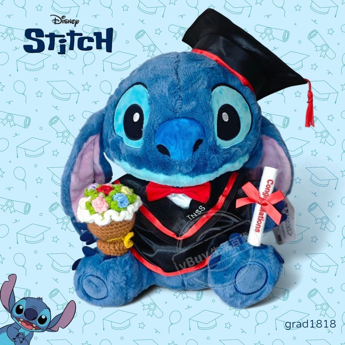 【Stitch畢業公仔】正版 Disney 史迪仔畢業公仔 • 可加綉名字更有意思・DIY 畢業袍｜畢業影相必備推薦 grad1818