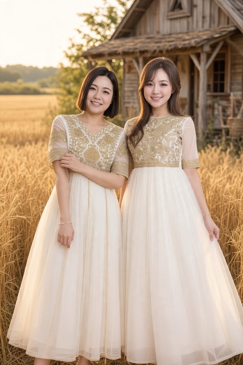 3528 White Chiffon Greek Theme Golden OP