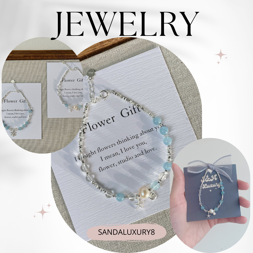 Sea Shell & Starfish Beaded Bracelet in Silver  