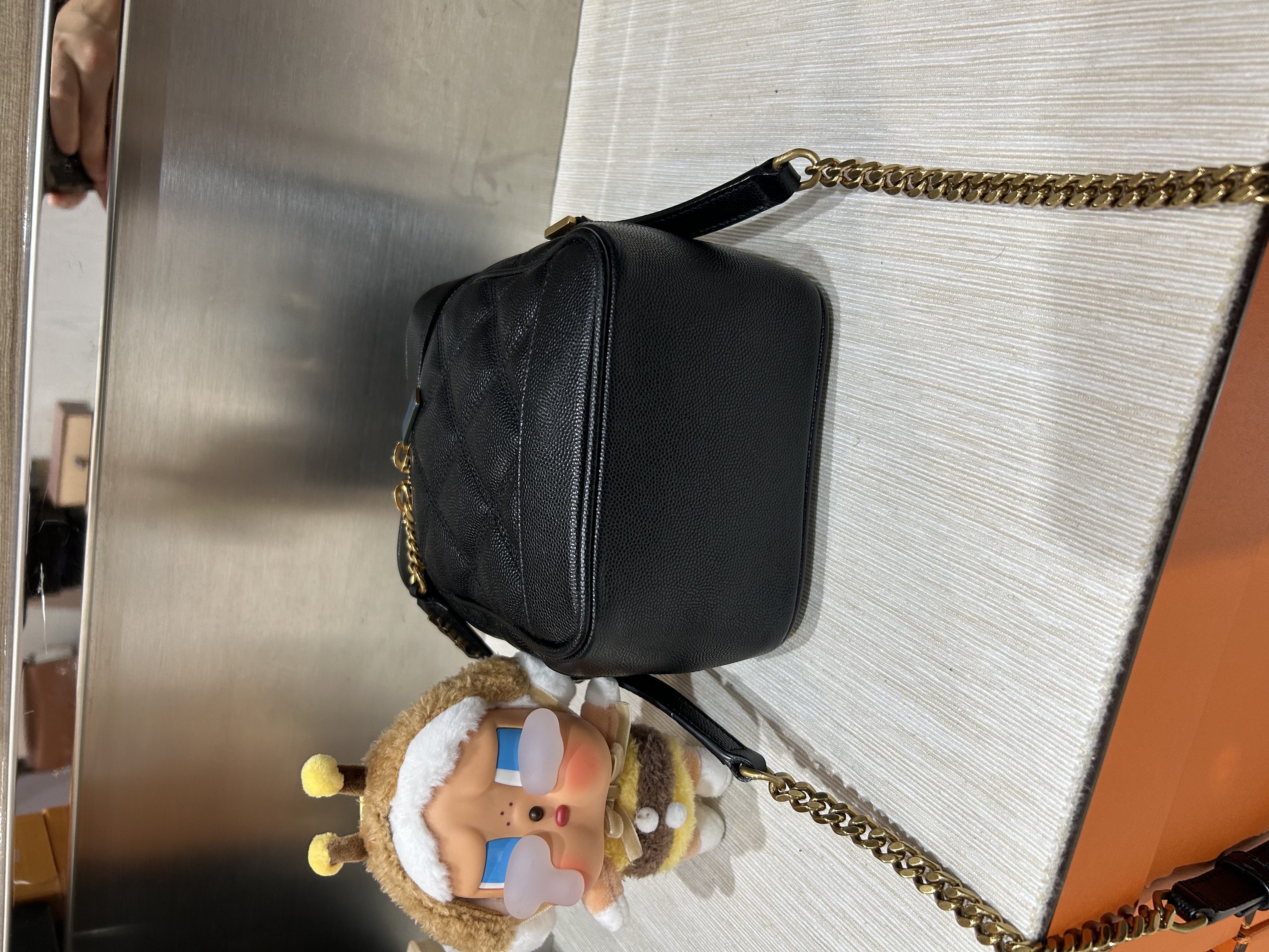 Ysl 80'S VANITY BAG IN CARRÉ-QUILTED GRAIN DE POUDRE EMBOSSED LEATHER 100%Authentic, 98%new ✅Dust bag