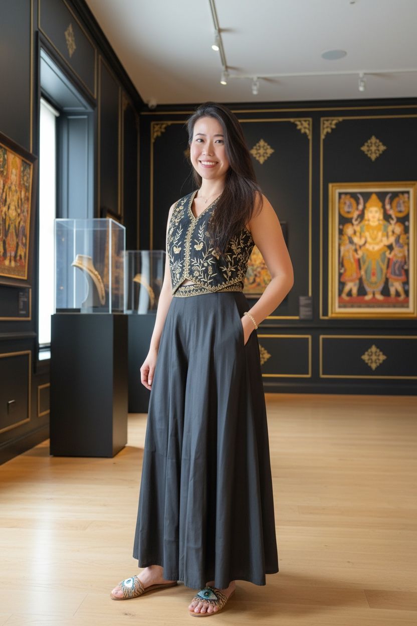 Black Gold Emb. Pants 38" #1456