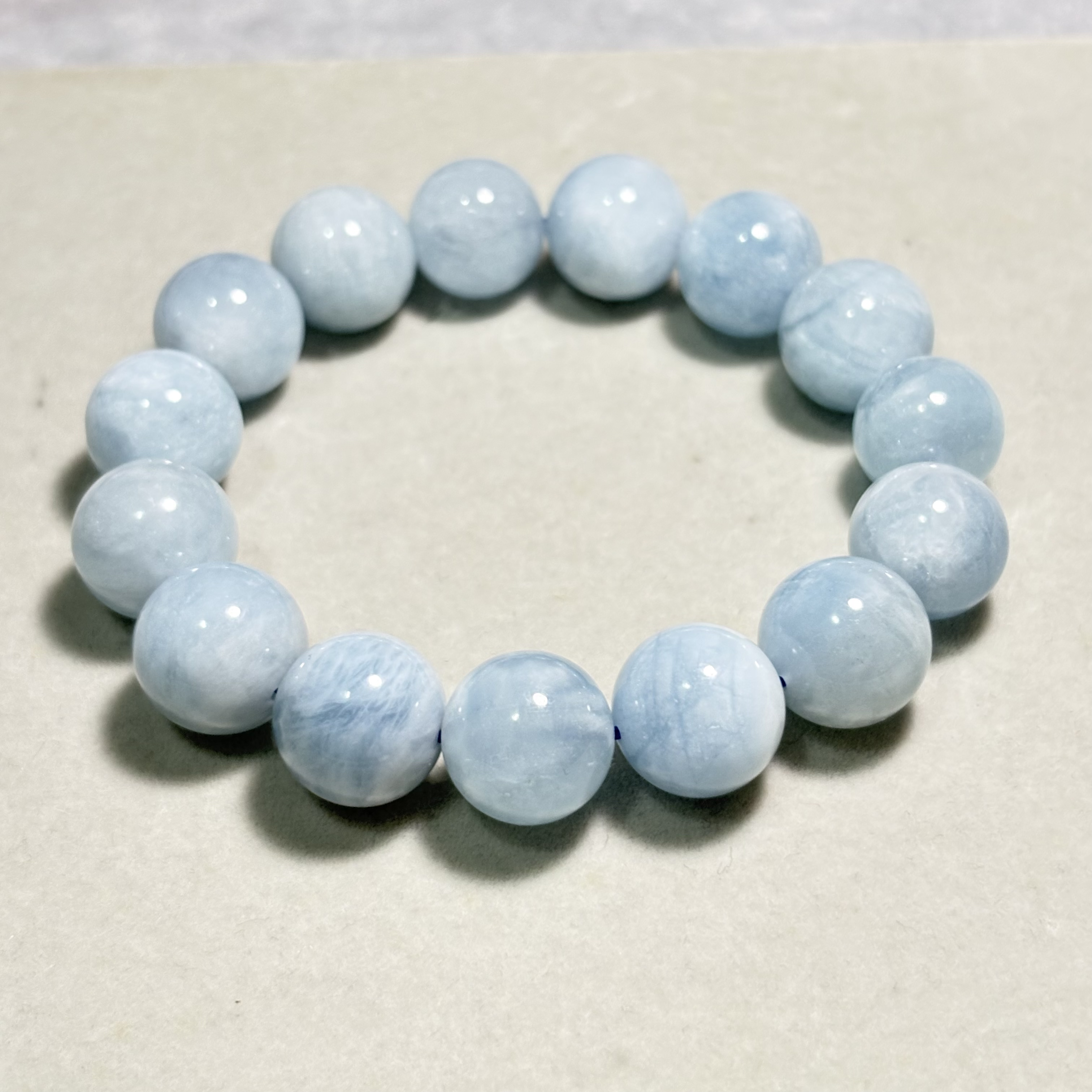 15mm海藍寶天然晶石手串No.4061