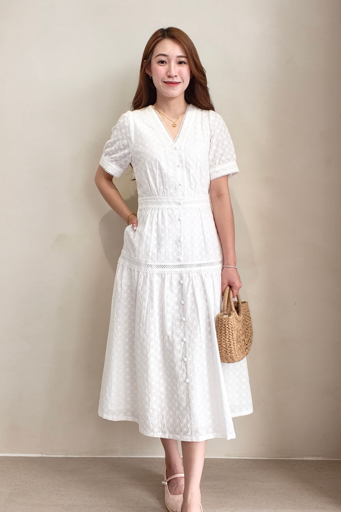 39357 Lace V-Neck Midi Dress