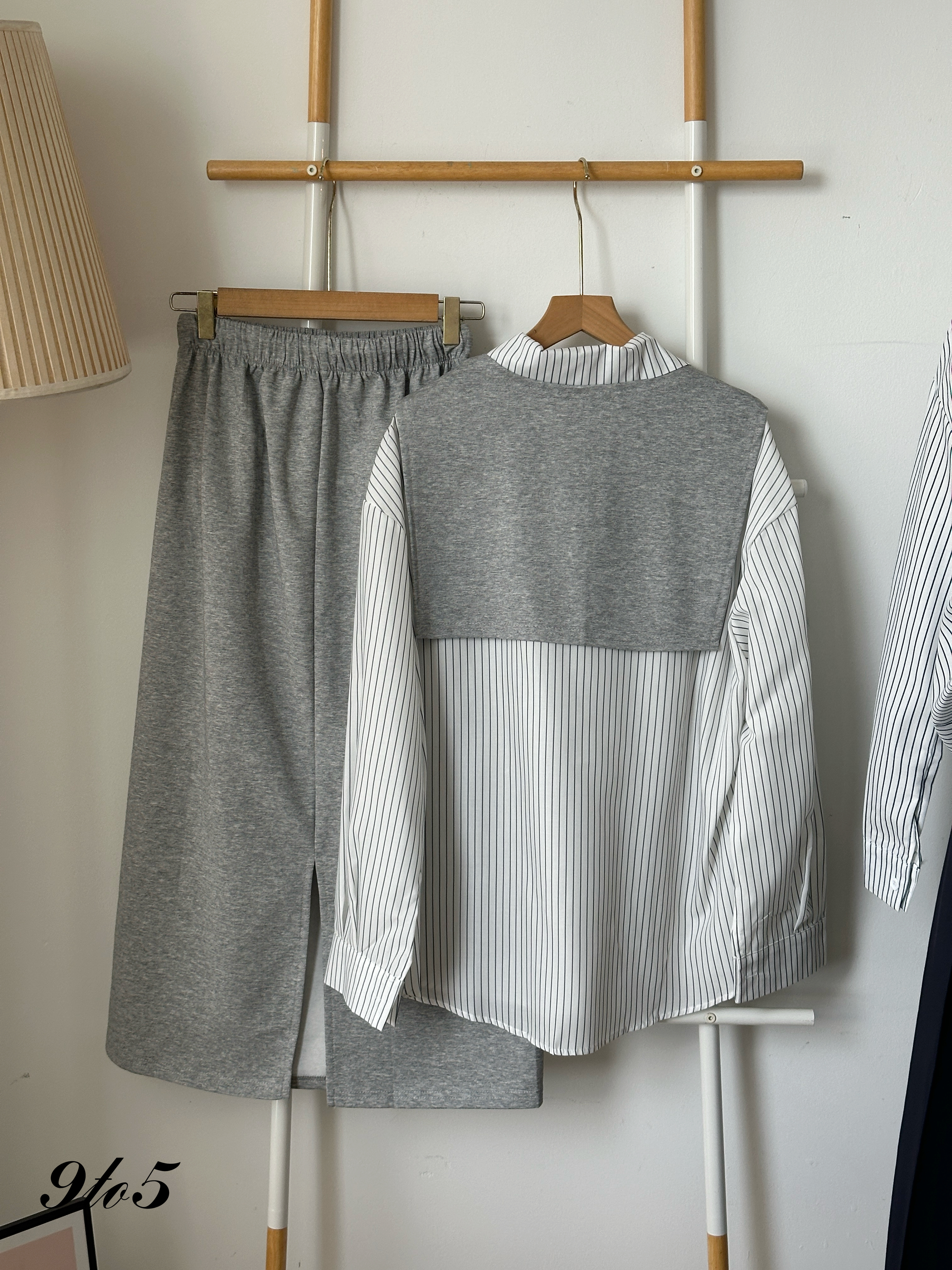 D2347 Preppy Style Matching Set - Blue & Grey