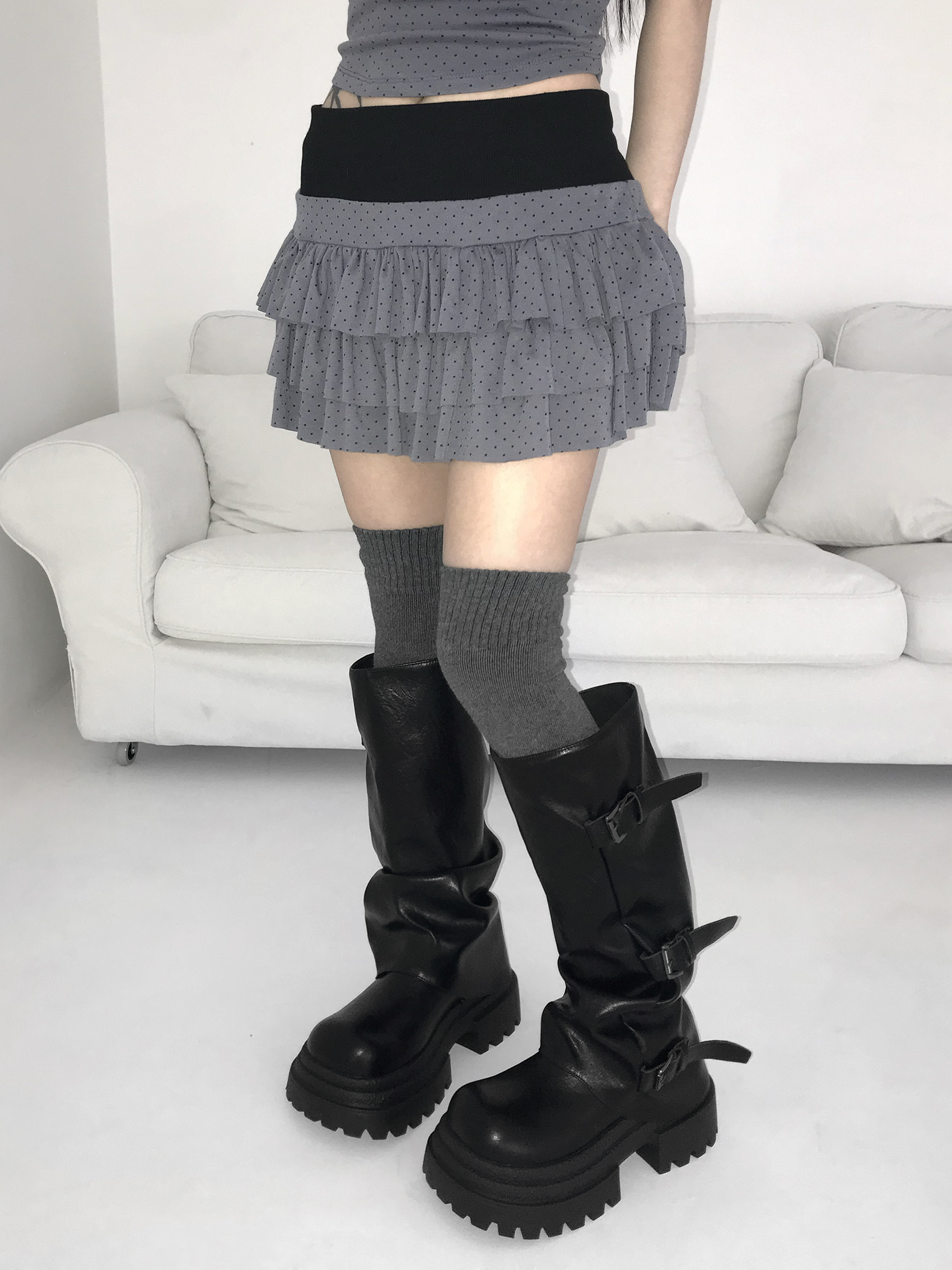 Ruffle Polka Dot Mini Skirt