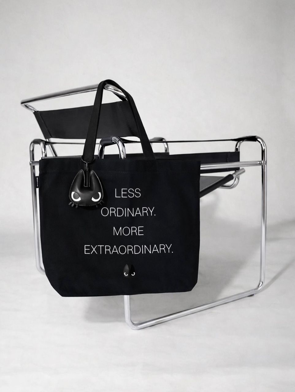 CP1630 2pcs Black & Beige Minimal Statement Canvas Tote Bag