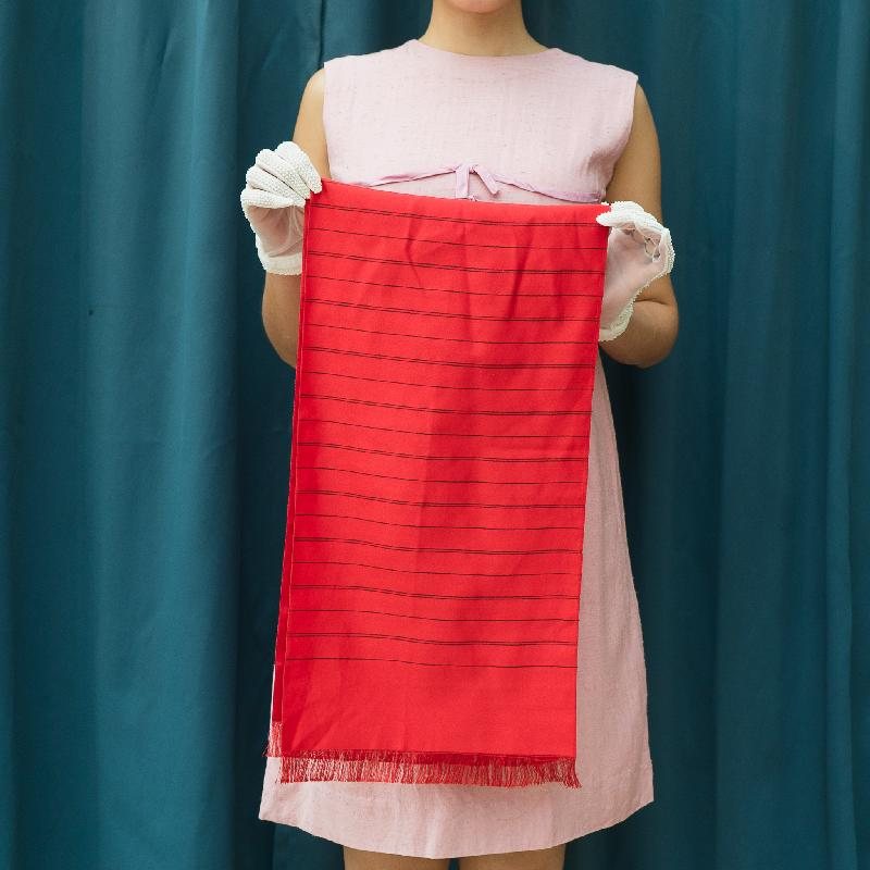 Vintage Red and Black Striped Pattern with Tassel Unisex Long Scarf/Neck Scarf/Head Scarf from Germany(NA0801)