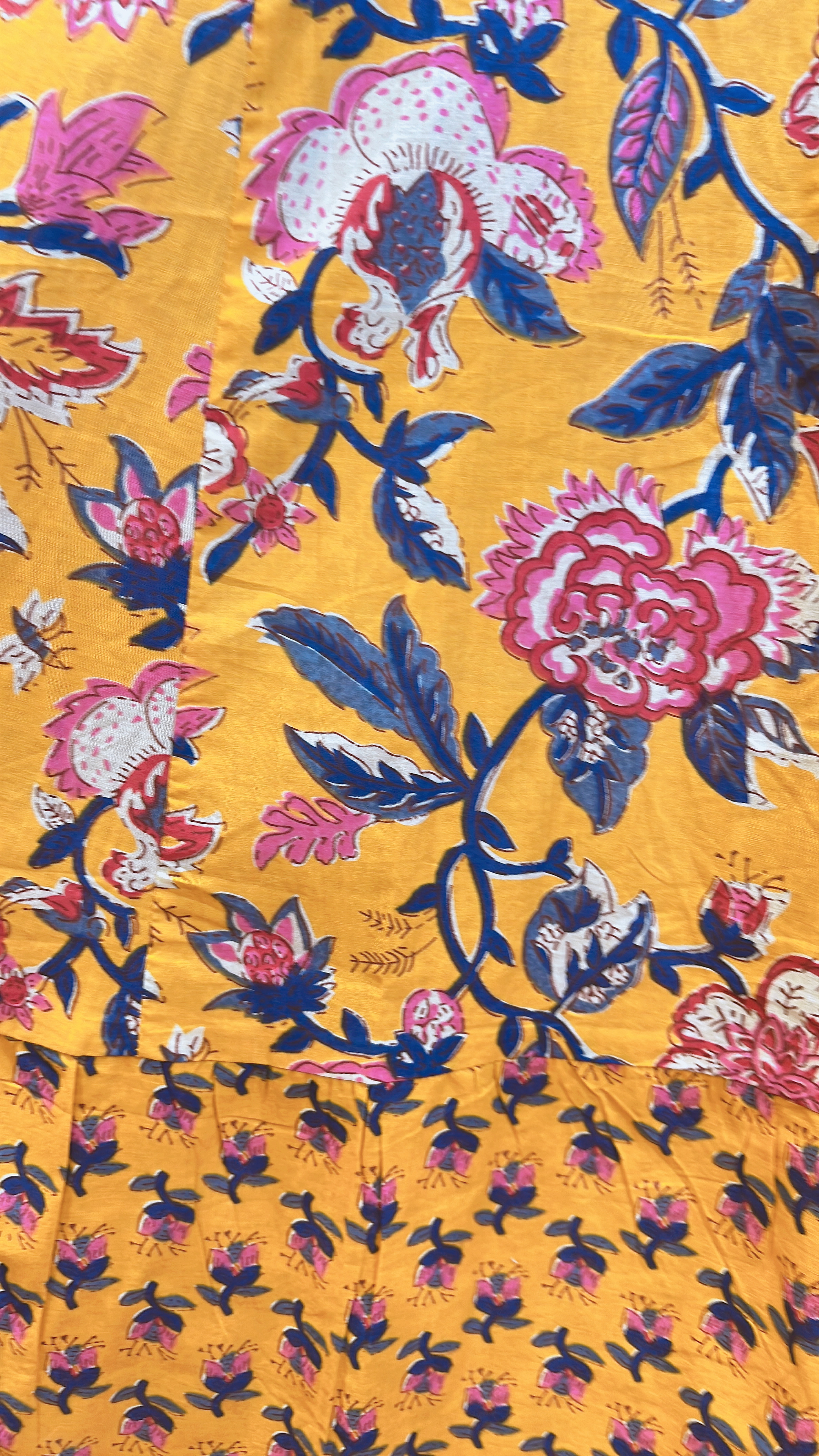 2037 Mustard Yellow Patchwork Block Print OP