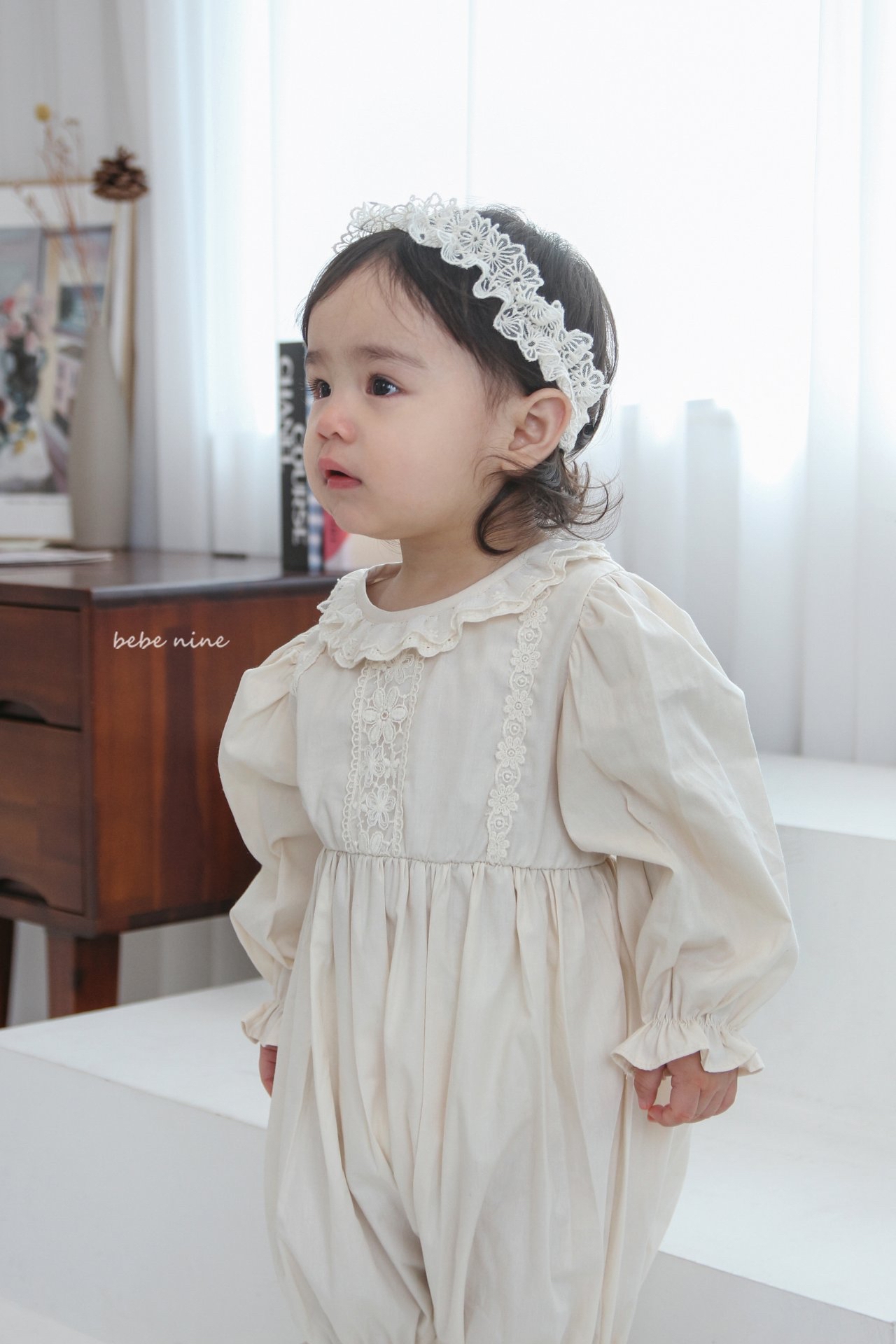 🌸預訂 韓國直送🌸🇰🇷Bebenine兩色蕾絲花邊寬鬆長袖連身服