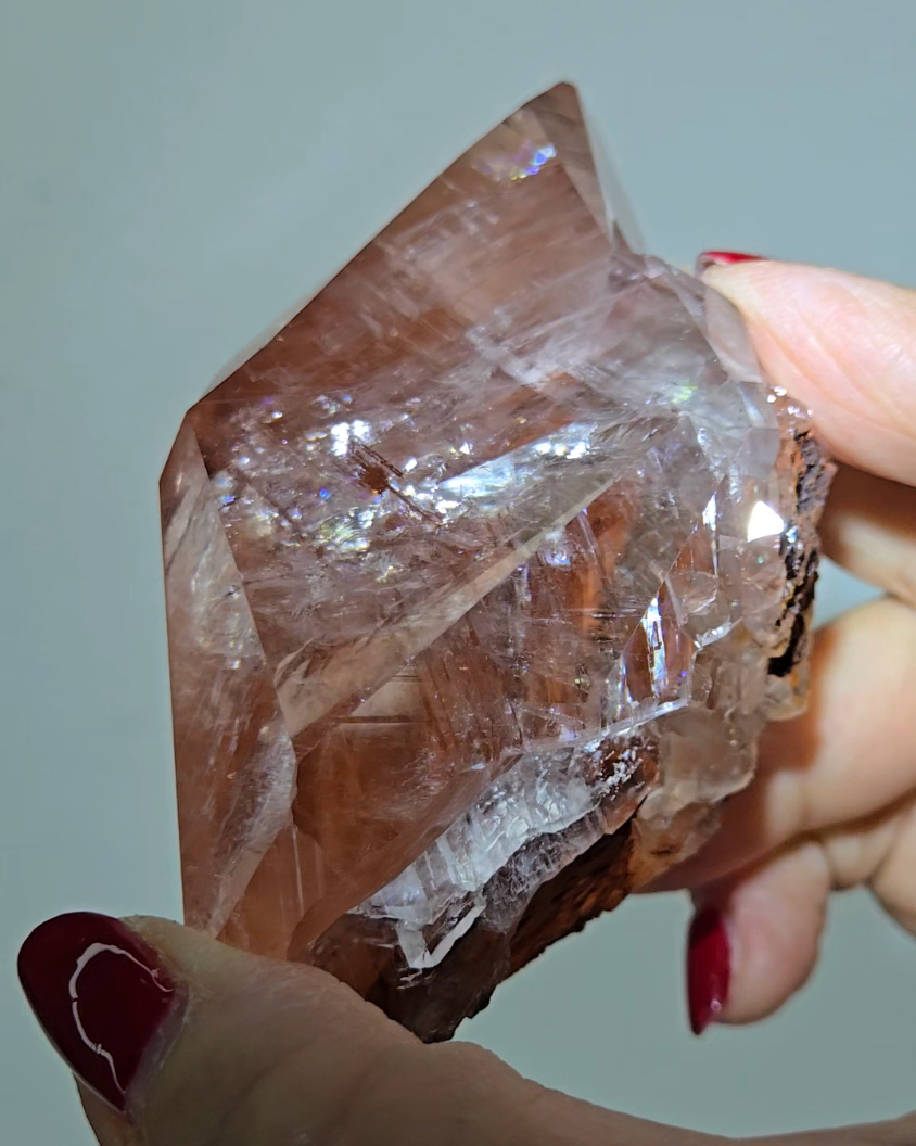 Red diamond calcite with stunning rainbows - CC48