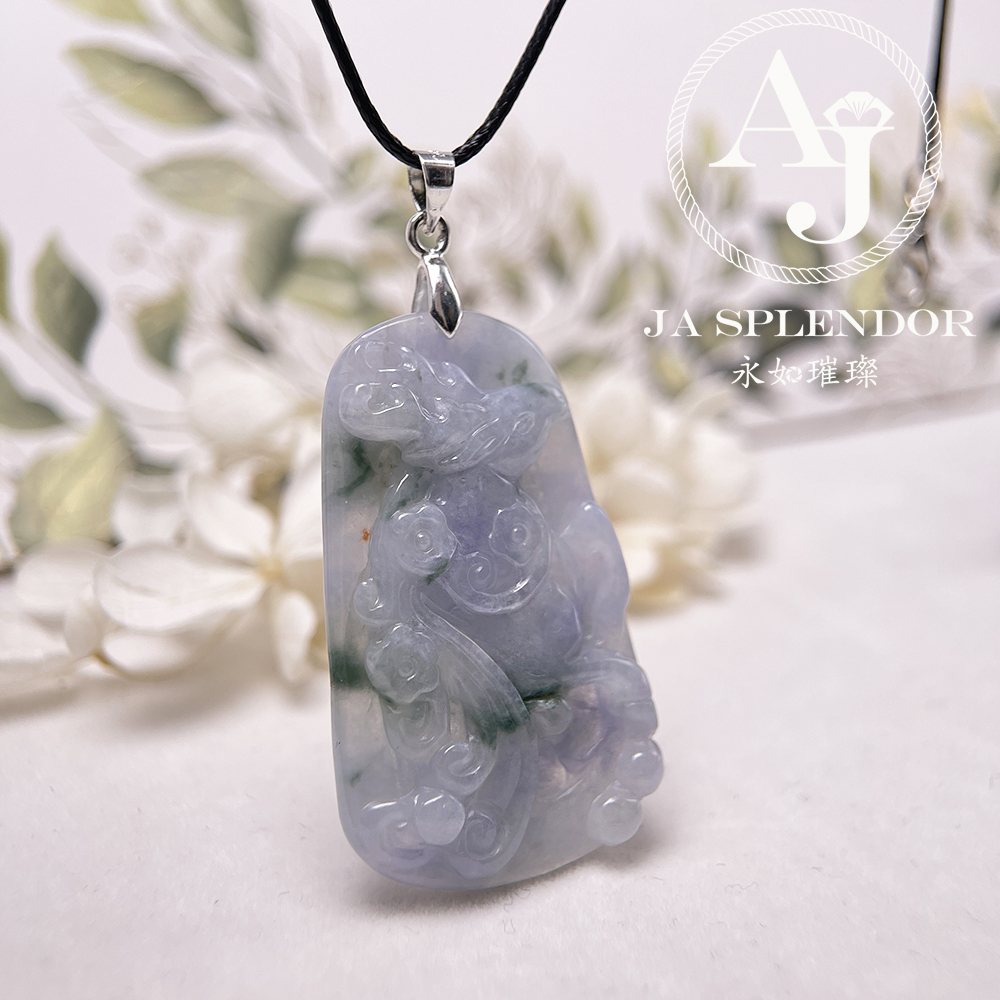 JN-758 天然翡翠A玉 冰種莫奈花園一路（鹿）發/梅花鹿吊墜