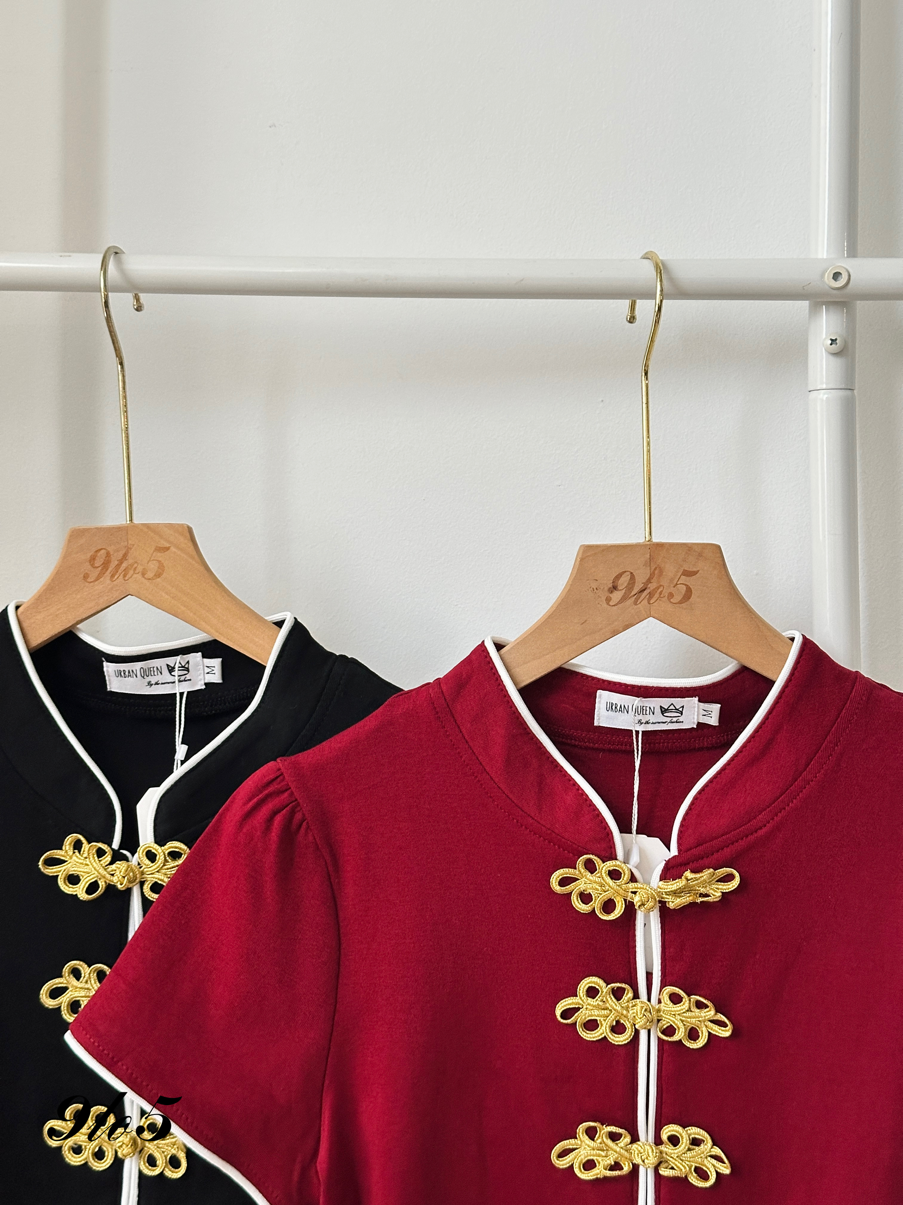 T3914 Puff Sleeve Cheongsam Top - 4 Colors