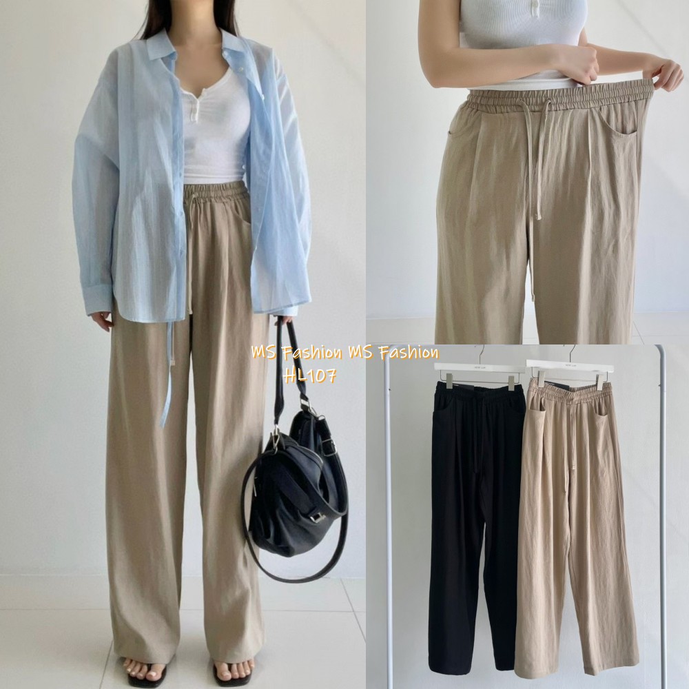 HL107 韓國🌼Howluk棉麻闊筒褲