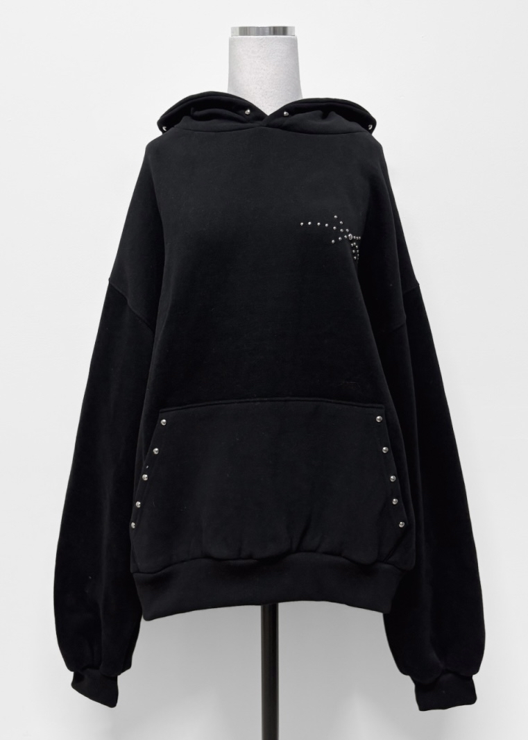 Studded Oversized Fleece Hoodie