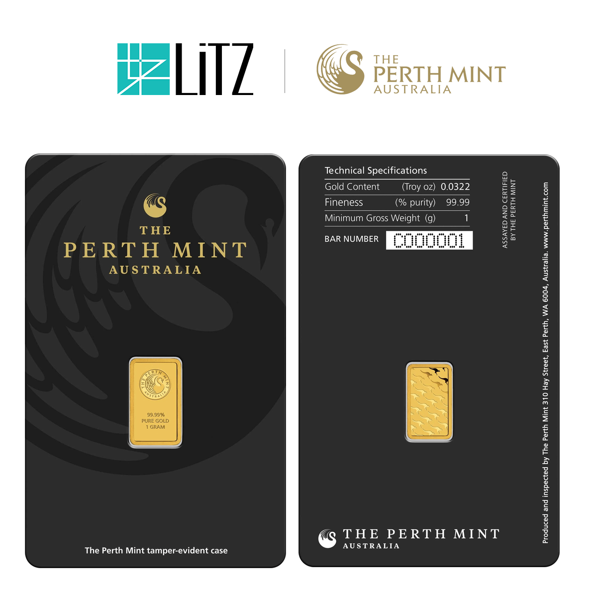 [1 gram] LITZ Perth Mint Gold Bar (999.9) PG201
