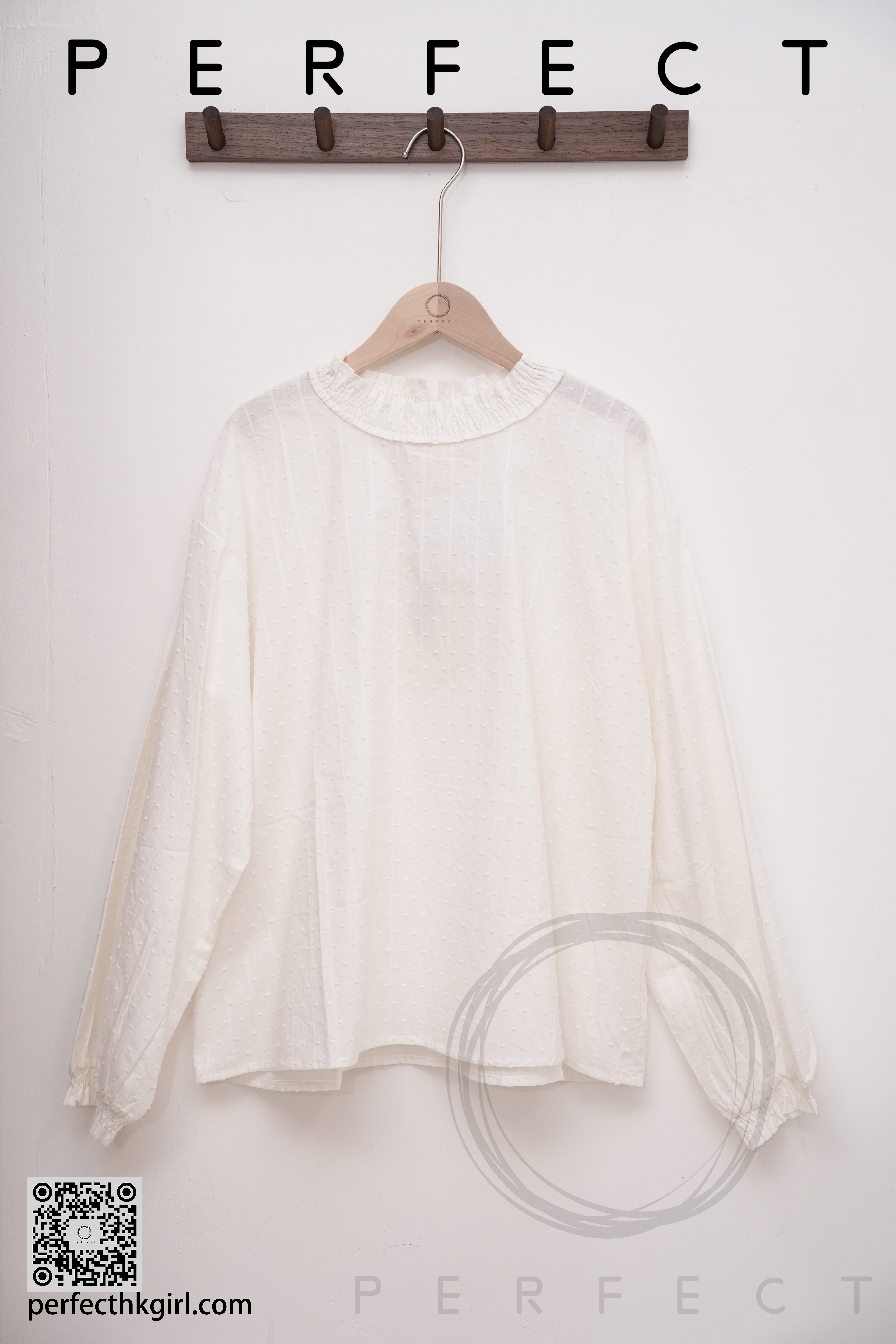 T0029_文青浮雕波點裇衫（純潔白）