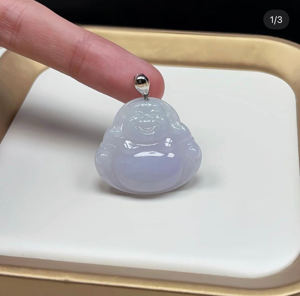 18K 冰紫翡翠佛公吊墜