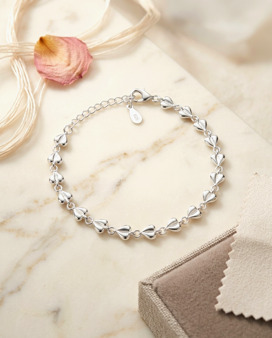 S925 -EB0099 Heart Link Bracelet