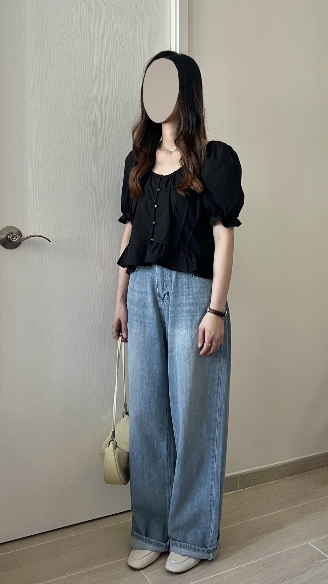 公主膊花邊短袖blouse