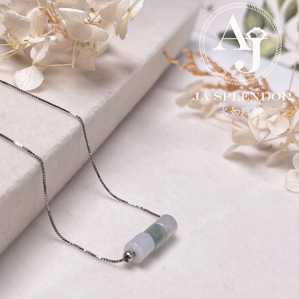D-04C 天然翡翠A玉 平安幸運純銀項鏈