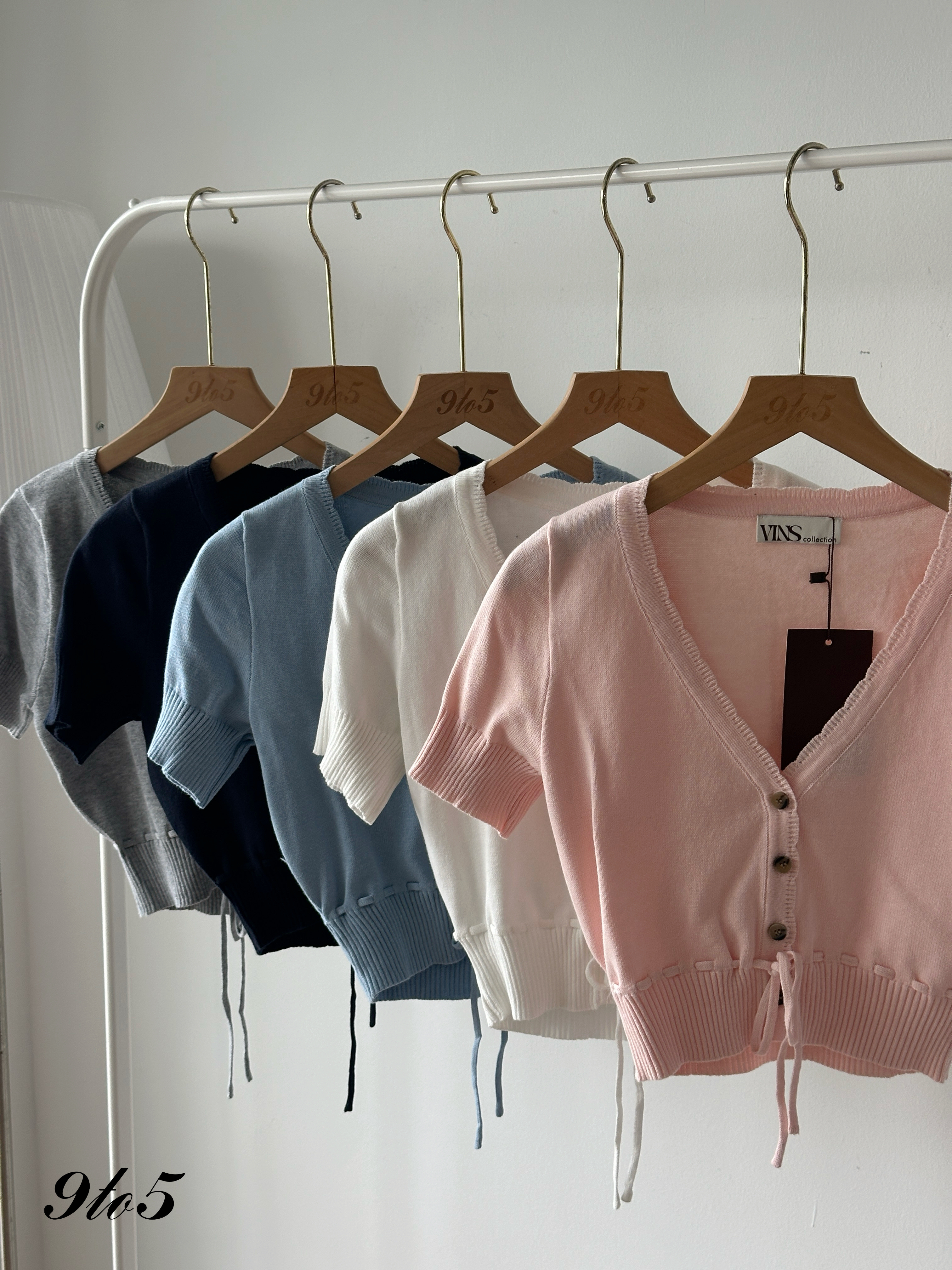 T4292 V Neck Knit Crop Top - 5 Colors 