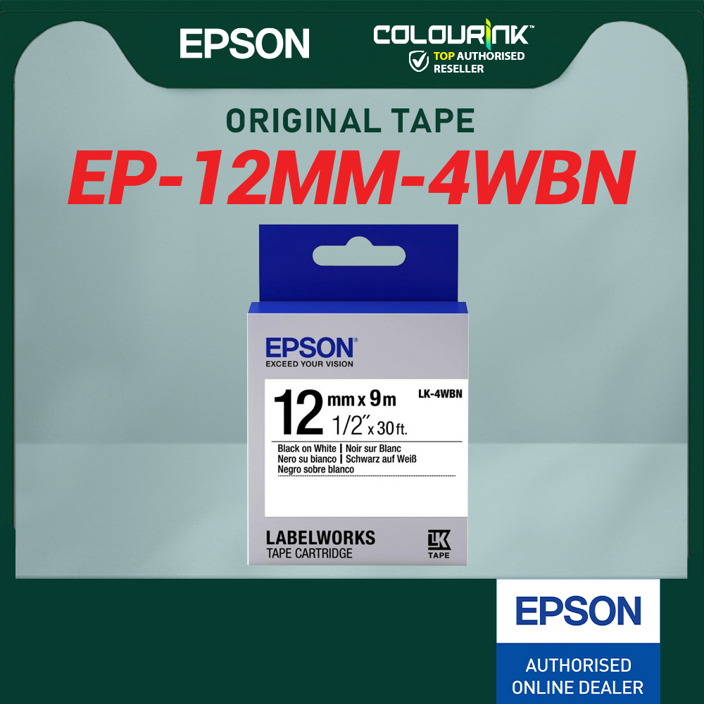 Epson Original LK Label Tape Sticker 9 Meter Long 2WBN 3WBN 3YBP 4WBN 4KBM 4TBN 4SBM 4LBP LW-K200 LW-K400 LW-600P LW-700