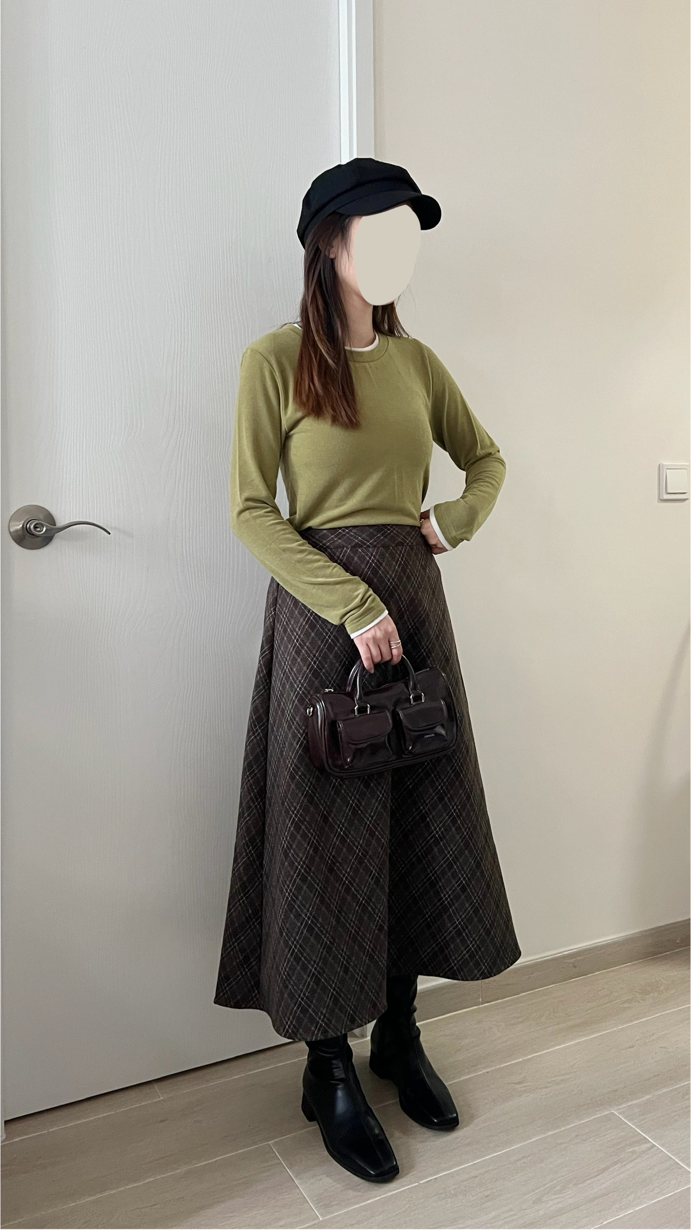 高質秋冬菱形格紋長裙 現貨