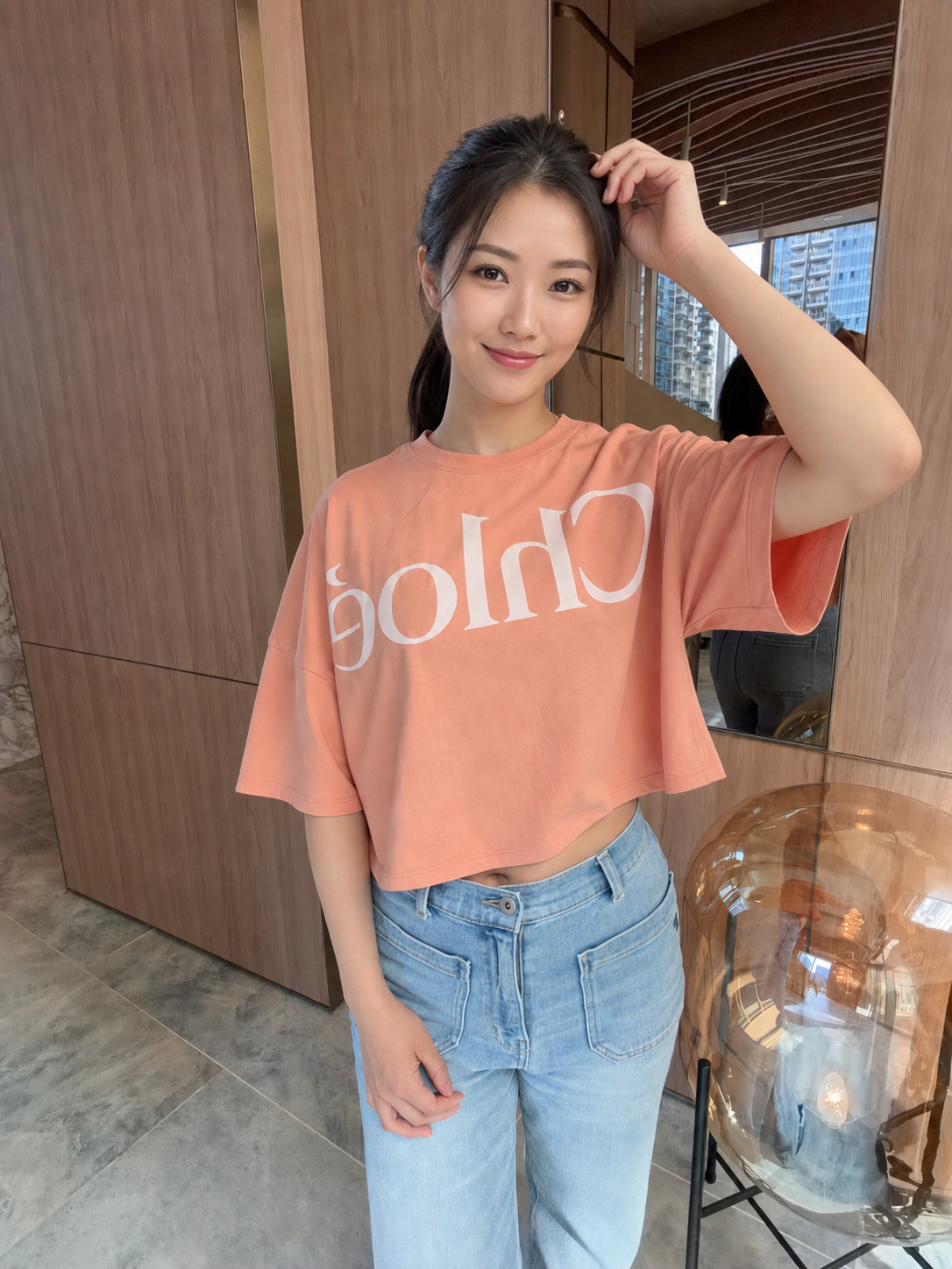 CHLOE  CROPPED LOGO T-SHIRT (14Y)