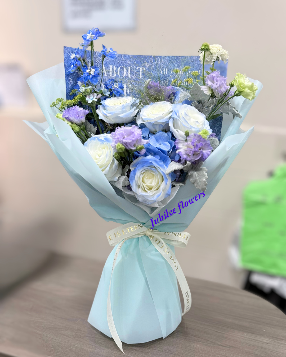 藍繡球 · 碎冰藍玫瑰花束