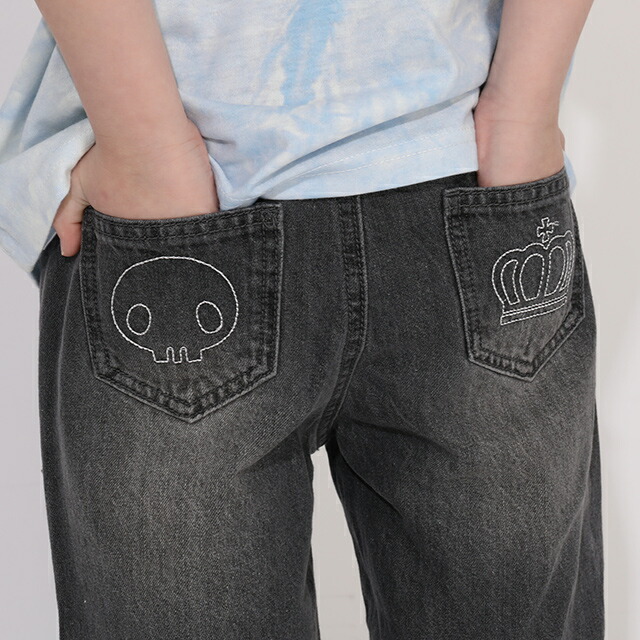 🆕【⭐訂購⭐】🇯🇵日本直送🌀#Sanrio #Kuromi / #Kitty 刺繡貼片 闊腳牛仔褲 #baggyjeans🌀[ELCA-0253][