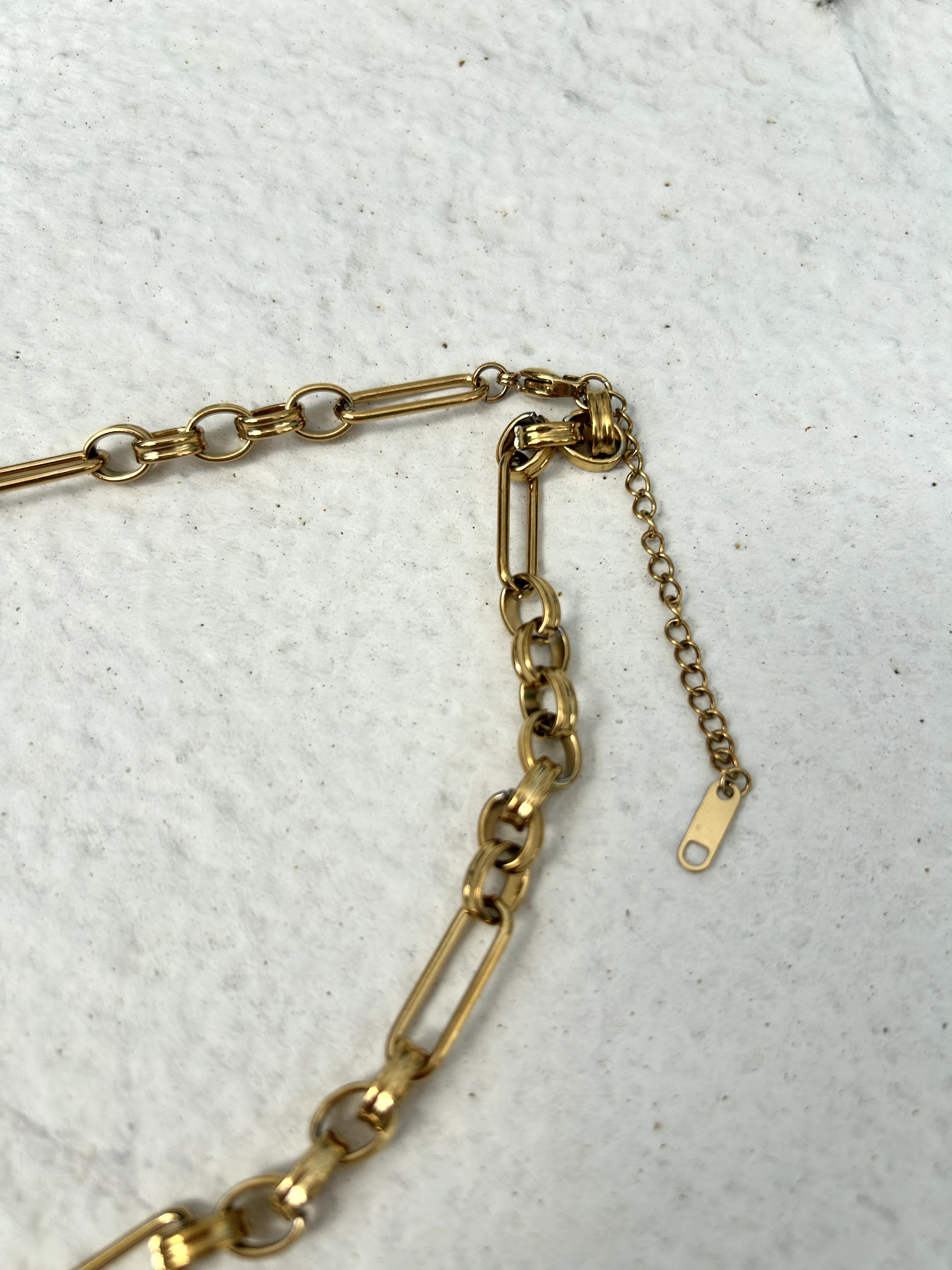 Gold link & loop stainless necklace
