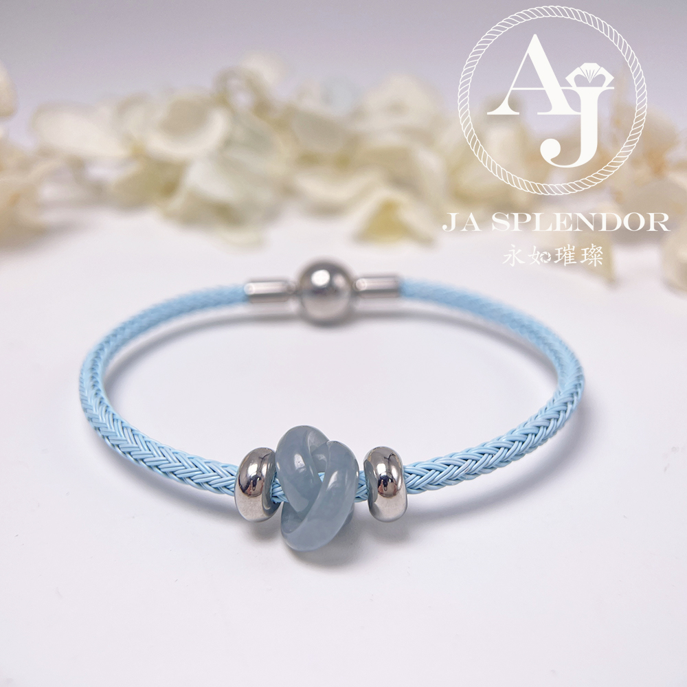 JN-2238 天然翡翠A玉 【愛永恆】環環相扣不鋼防水、防敏手鐲