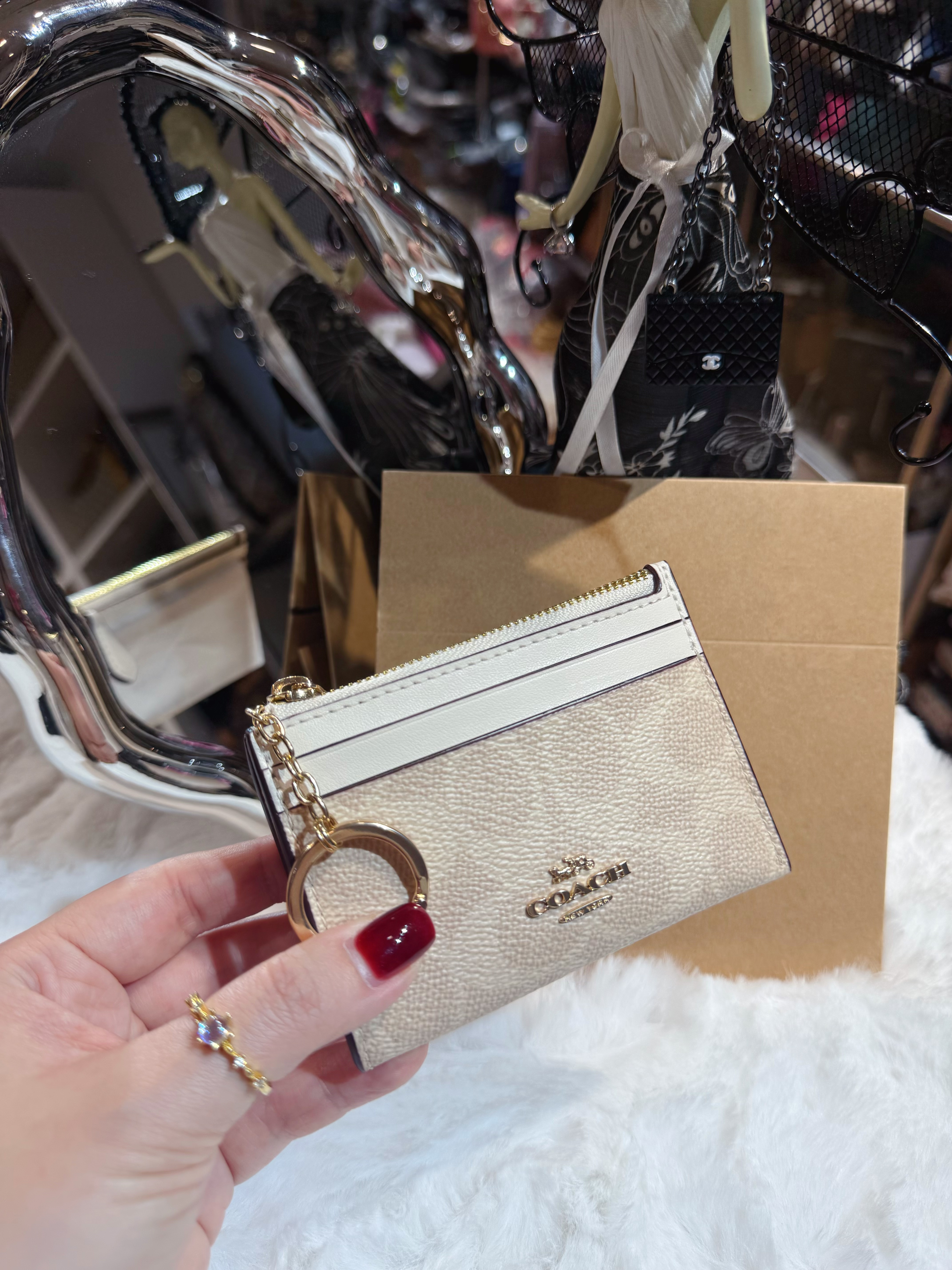 Coach card coin case white/m