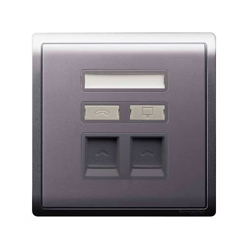 施耐德 Pieno 薰衣草銀 CAT3電話+CAT5E數據插座