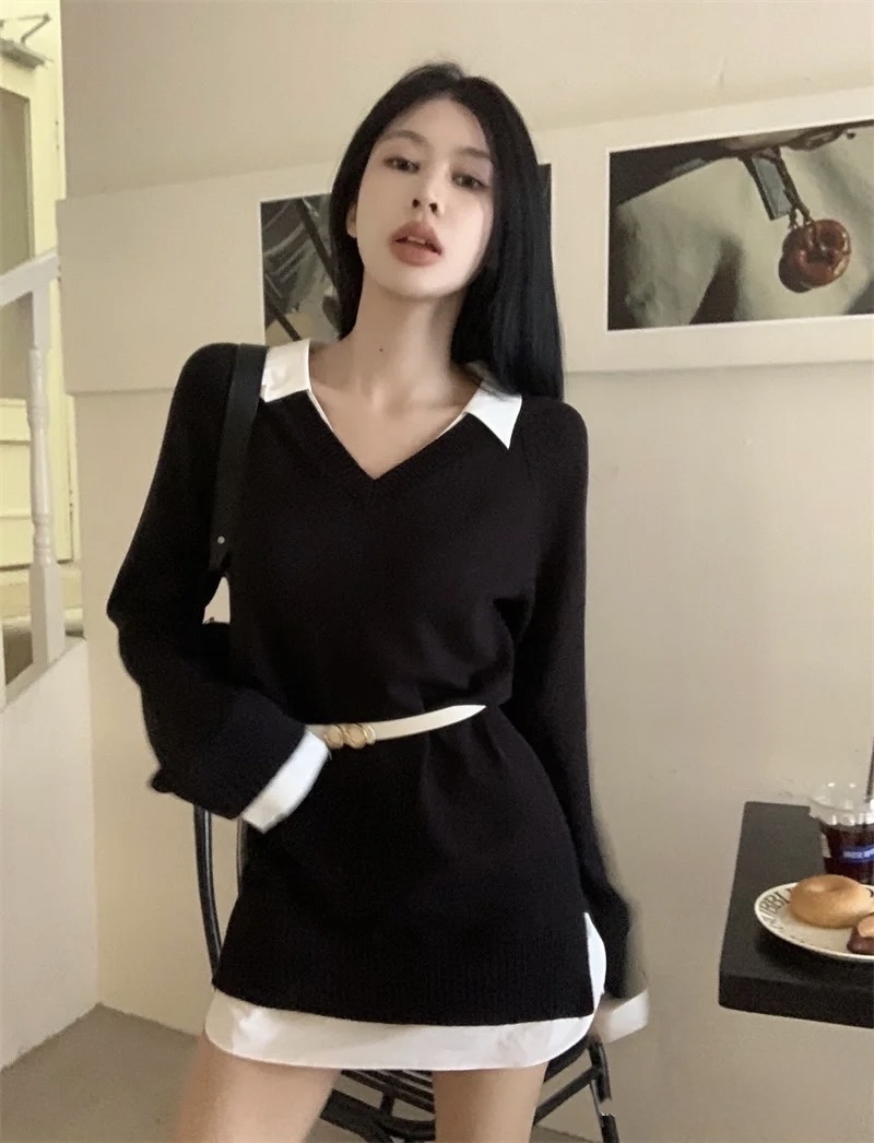 D10010欧美假两件裙